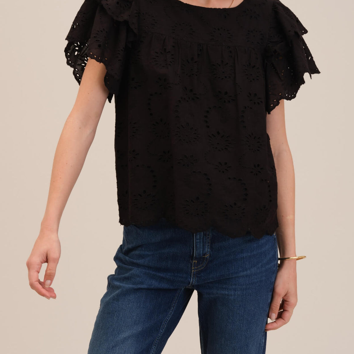 Ruffle Sleeve Eyelet Blouse | Industry