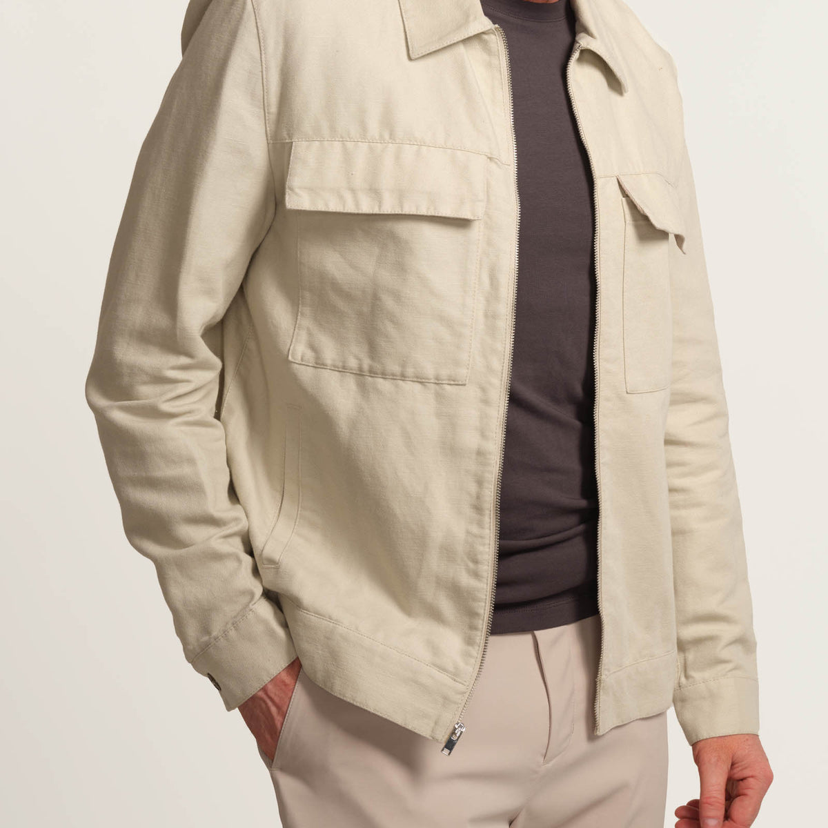 Truth Men\'s Linen Blend Jacket with Pockets