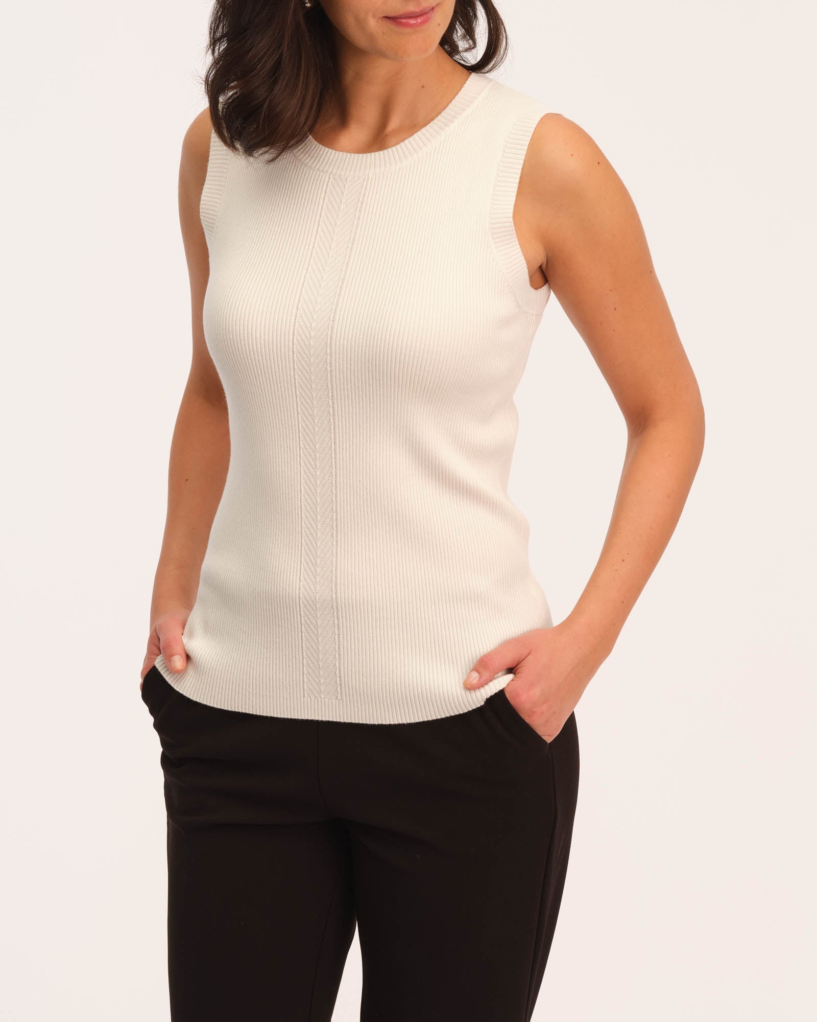 Elie Elie Tahari Women's Sleeveless Chevron Stitch Sweater Tank | JANE + MERCER