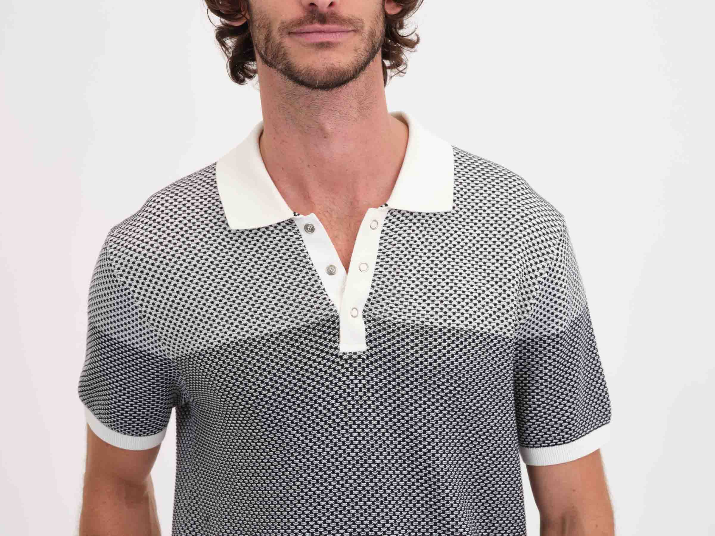 Men's Stripe Color-Blocked Snap Button Polo | Elie Tahari Men's | JANE + MERCER