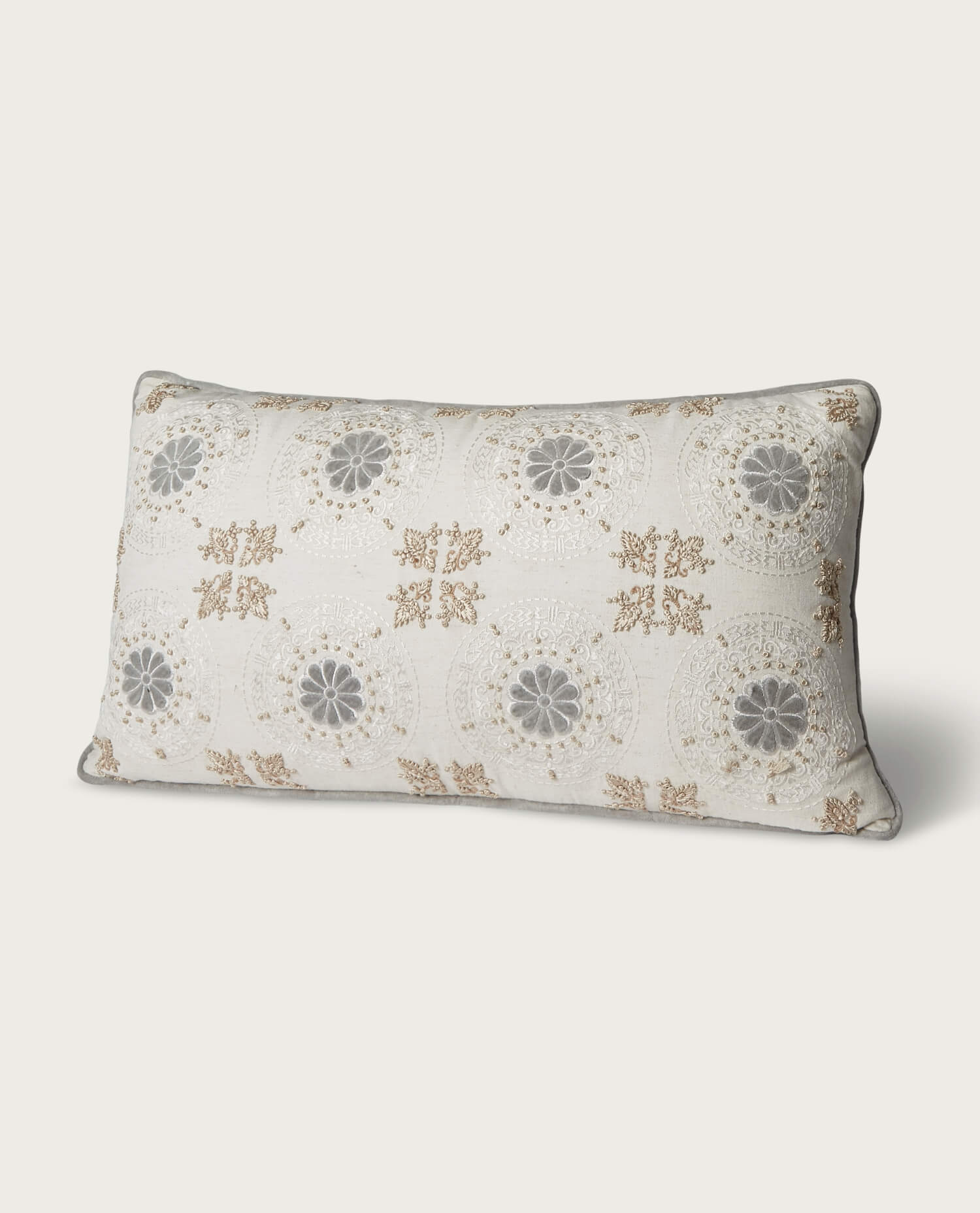 Velvet Embroidered Flower Pillow | Elie Tahari Home | JANE + MERCER