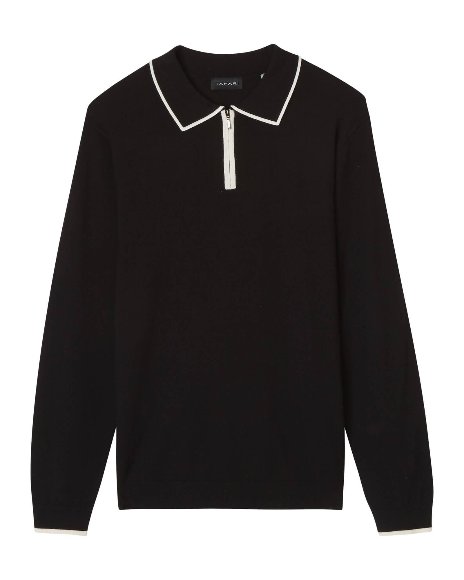 Men's Tipped Quarter Zip Sweater Polo | Tahari Men | JANE + MERCER