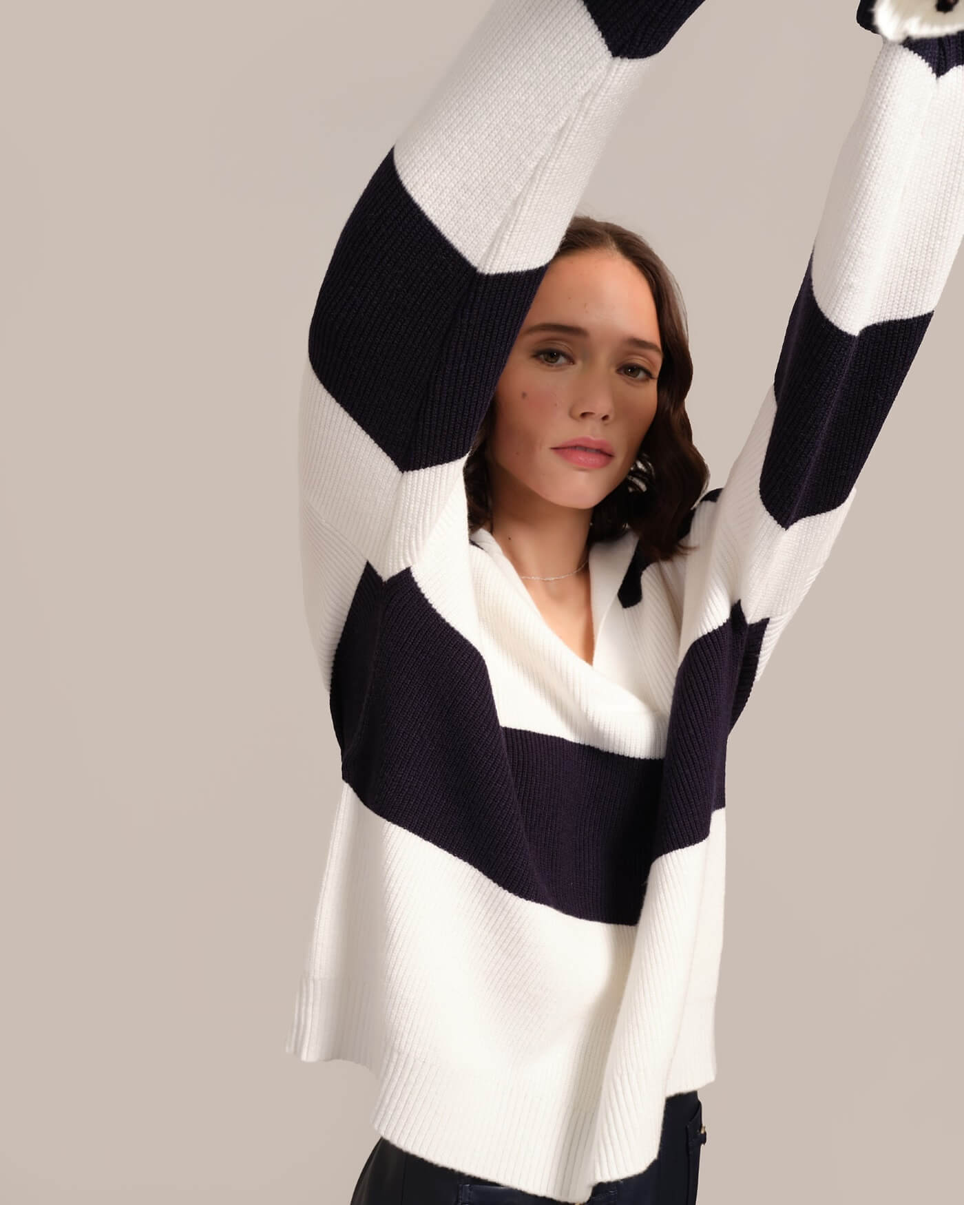 T Tahari Women's Wide Stripe Pullover Sweater | JANE + MERCER