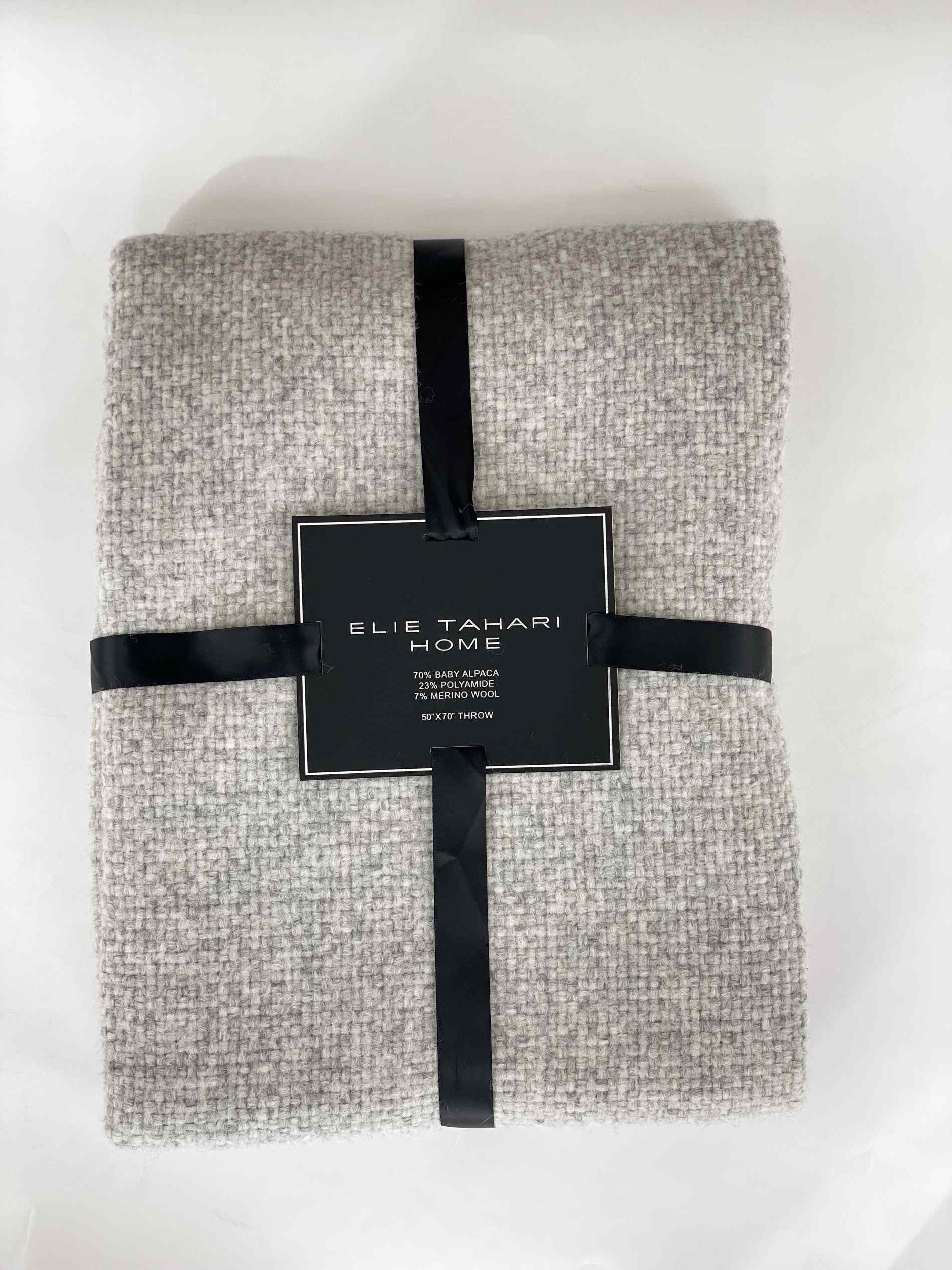 Elie Tahari Home 50x70 Alpaca and Wool Throw Blanket, Flannel Grey | JANE + MERCER