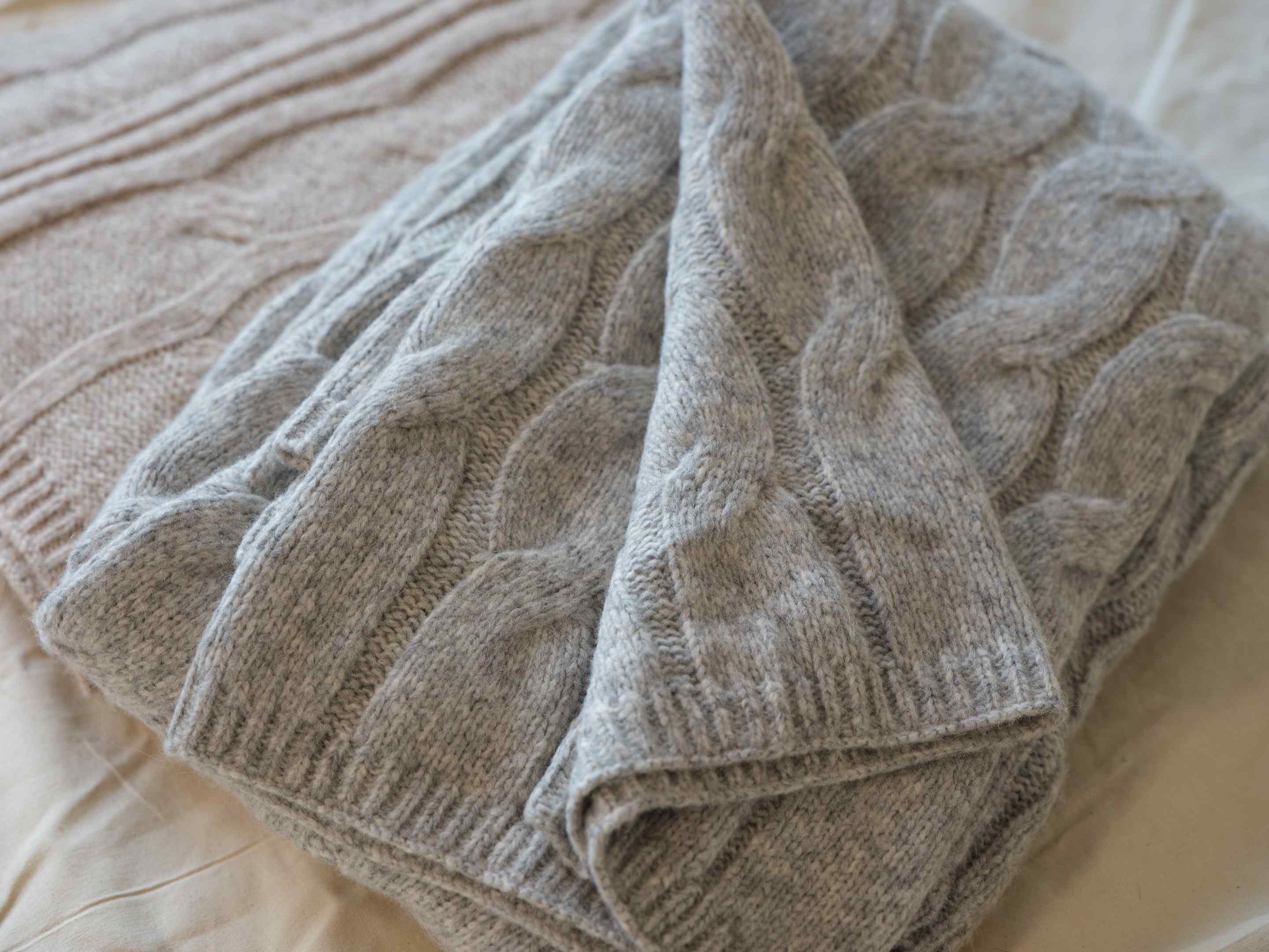 50x70 Alpaca and Wool Throw Blanket, Flannel Grey | Elie Tahari | JANE + MERCER