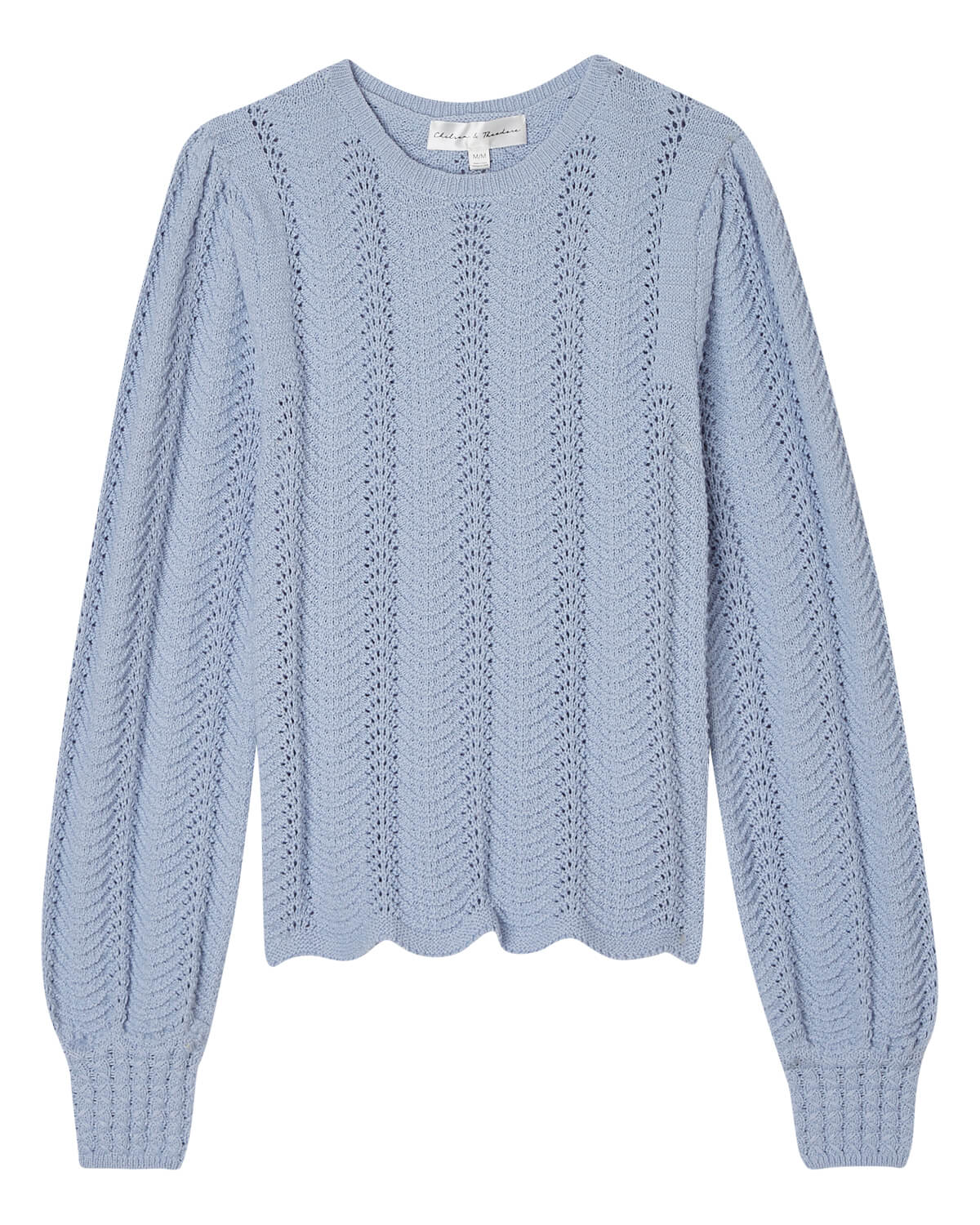 Chelsea & Theodore Women's Puff Sleeve Ripple Pattern Sweater | JANE + MERCER