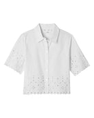Chelsea & Theodore Women's Elbow Sleeve Embroidery Cropped Shirt | JANE + MERCER