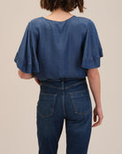 Flutter Sleeve Button Front Top | Chelsea & Theodore | JANE + MERCER