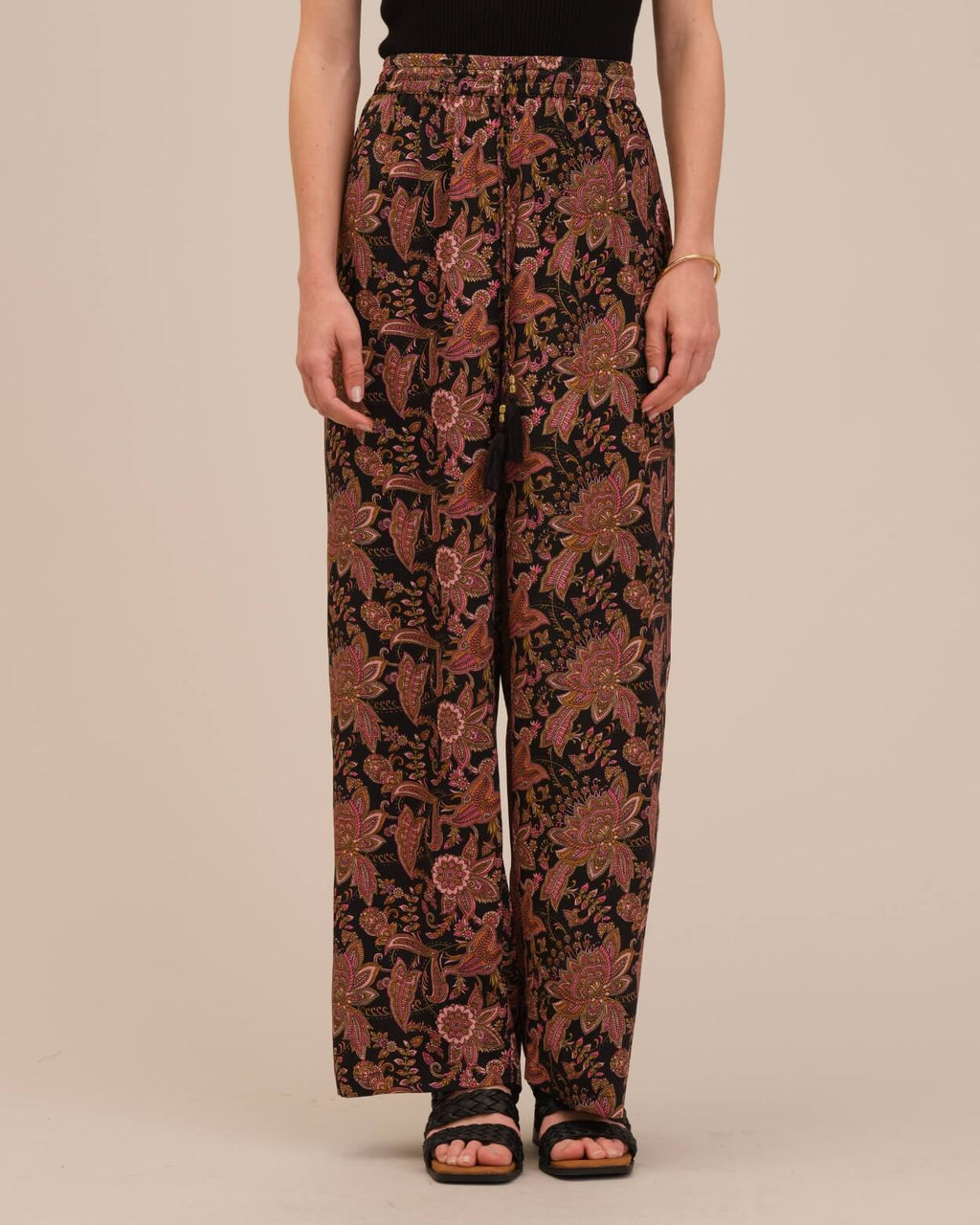 Smiley Floral Drawstring Pants