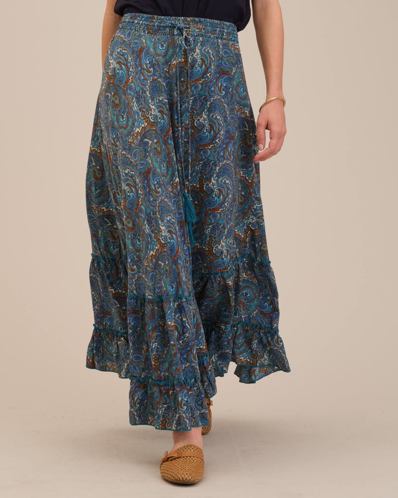 Pull On Paisley Print Tiered Skirt | Chelsea & Theodore