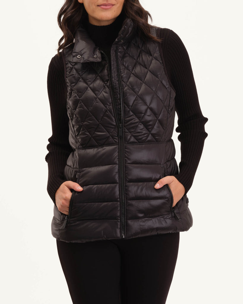 Zip Front Quilted Padded Jacket, Black | Philosophy