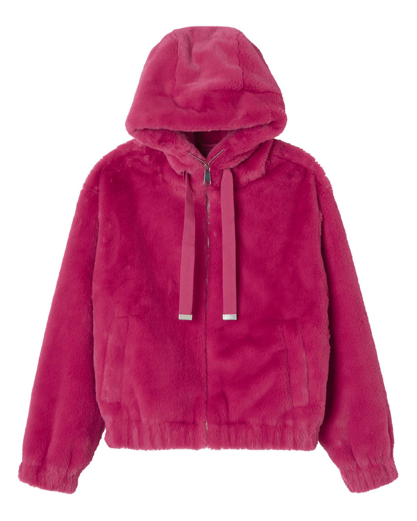 Faux Fur Front Zip Hoodie Jacket, Mystic Pink | Philosophy