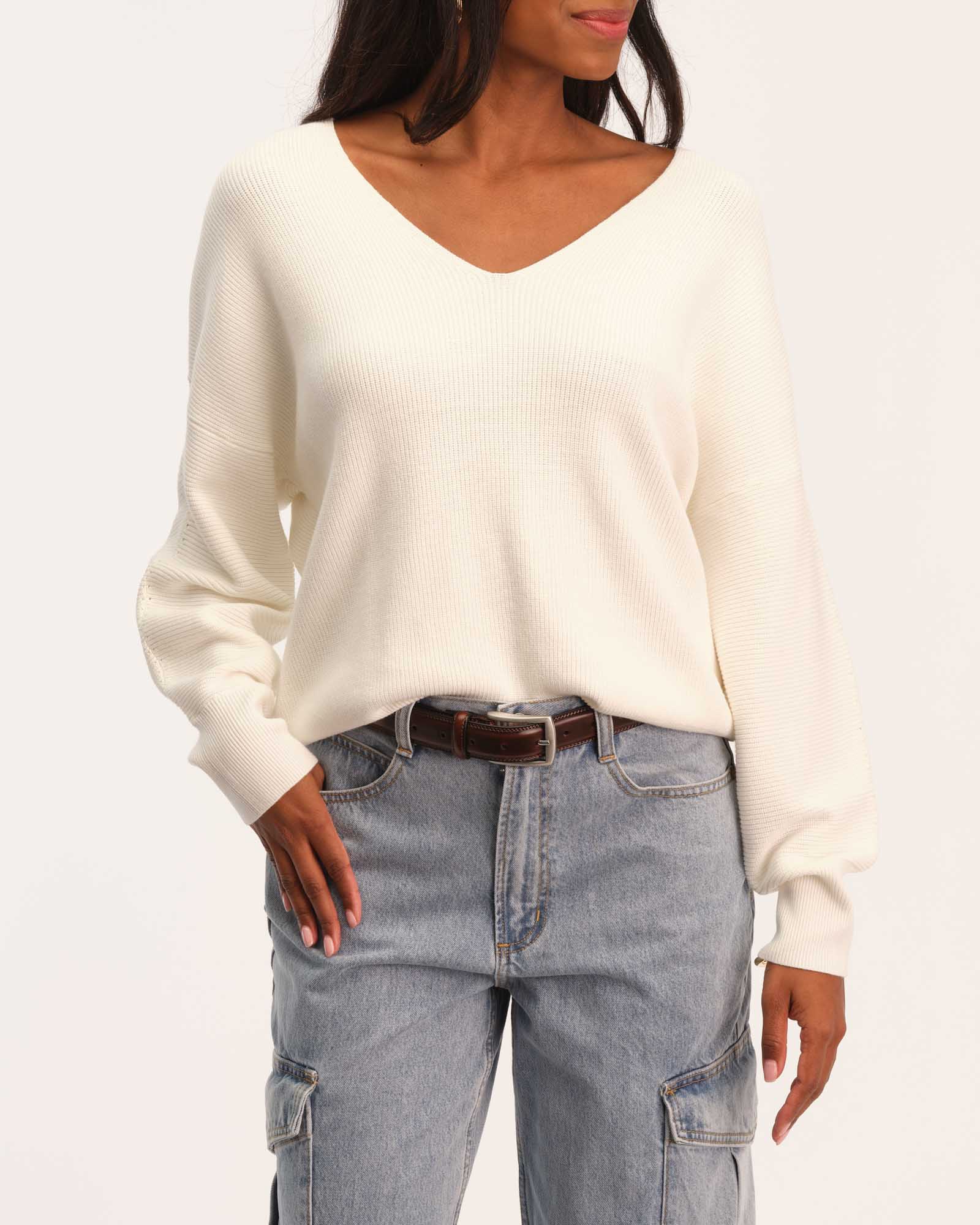 Shop Philosophy Women's Drop Shoulder Pointelle Sleeve Sweater | JANE + MERCER