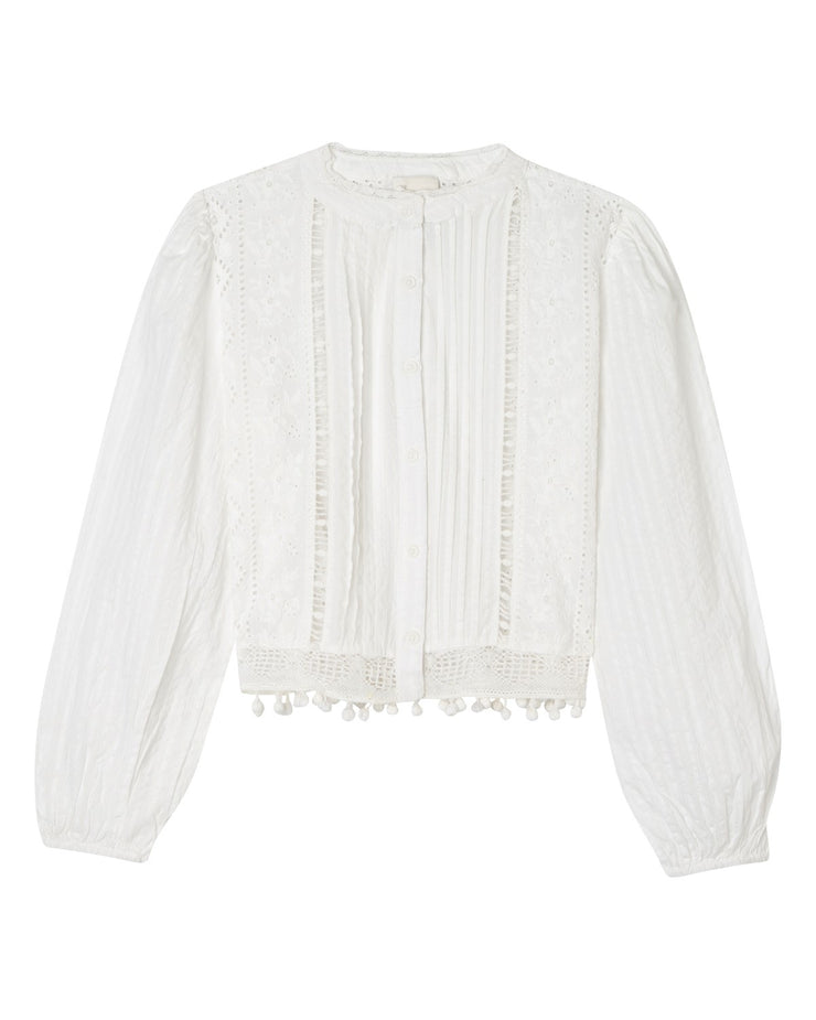 'Jane' Half Sleeve Top White