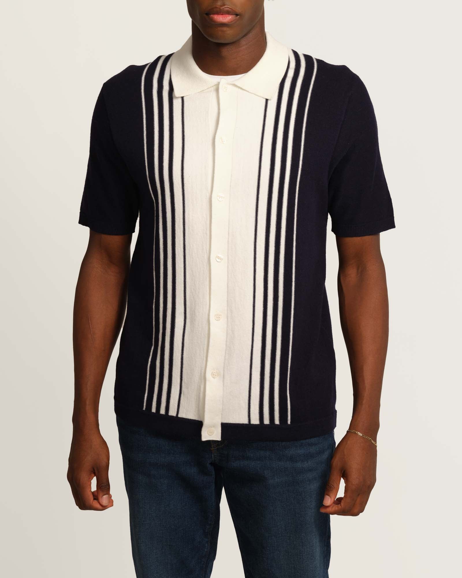 Shop Industry Men's Striped Knit Polo Cardigan | JANE + MERCER
