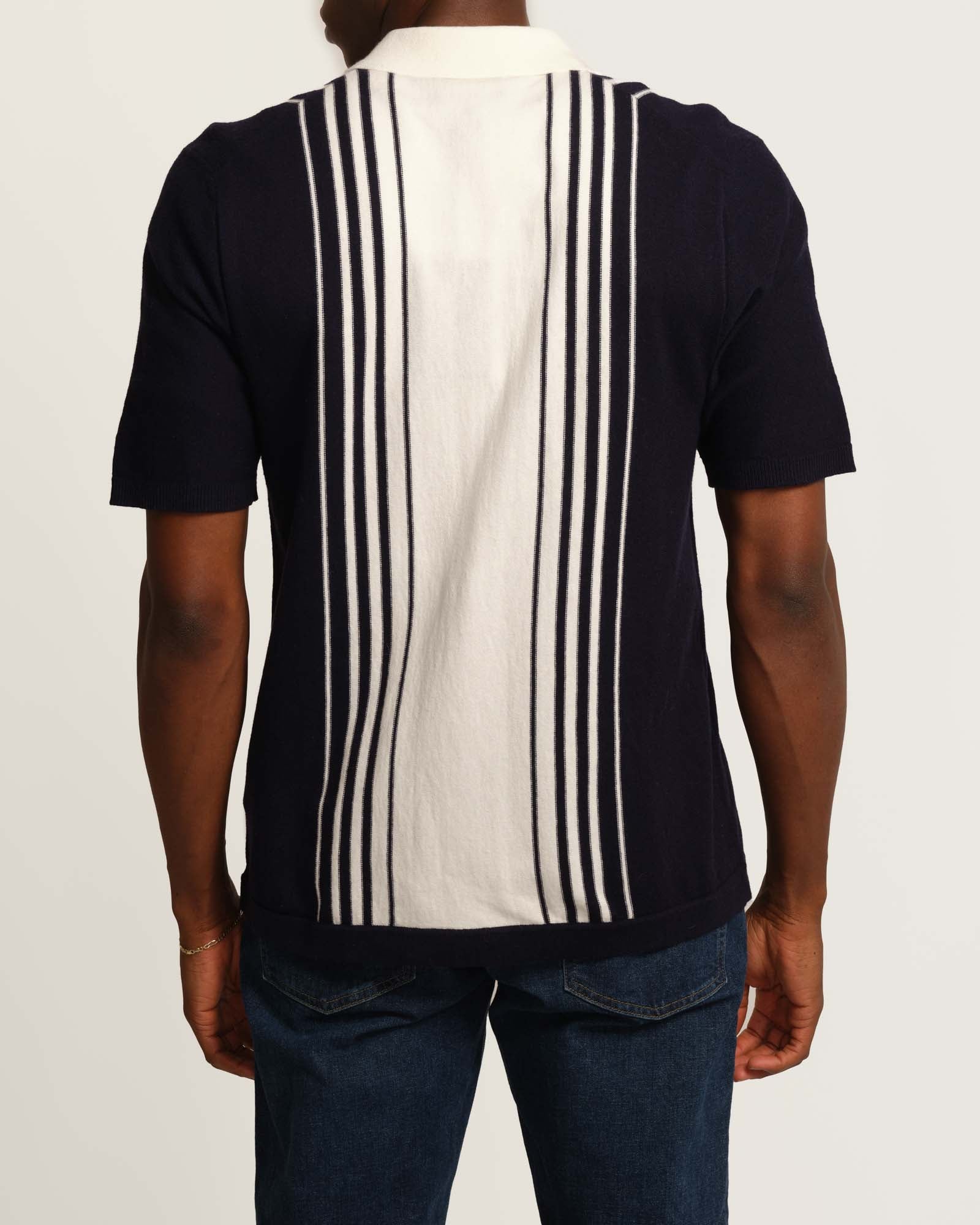 Industry Men's Striped Knit Polo Cardigan | JANE + MERCER