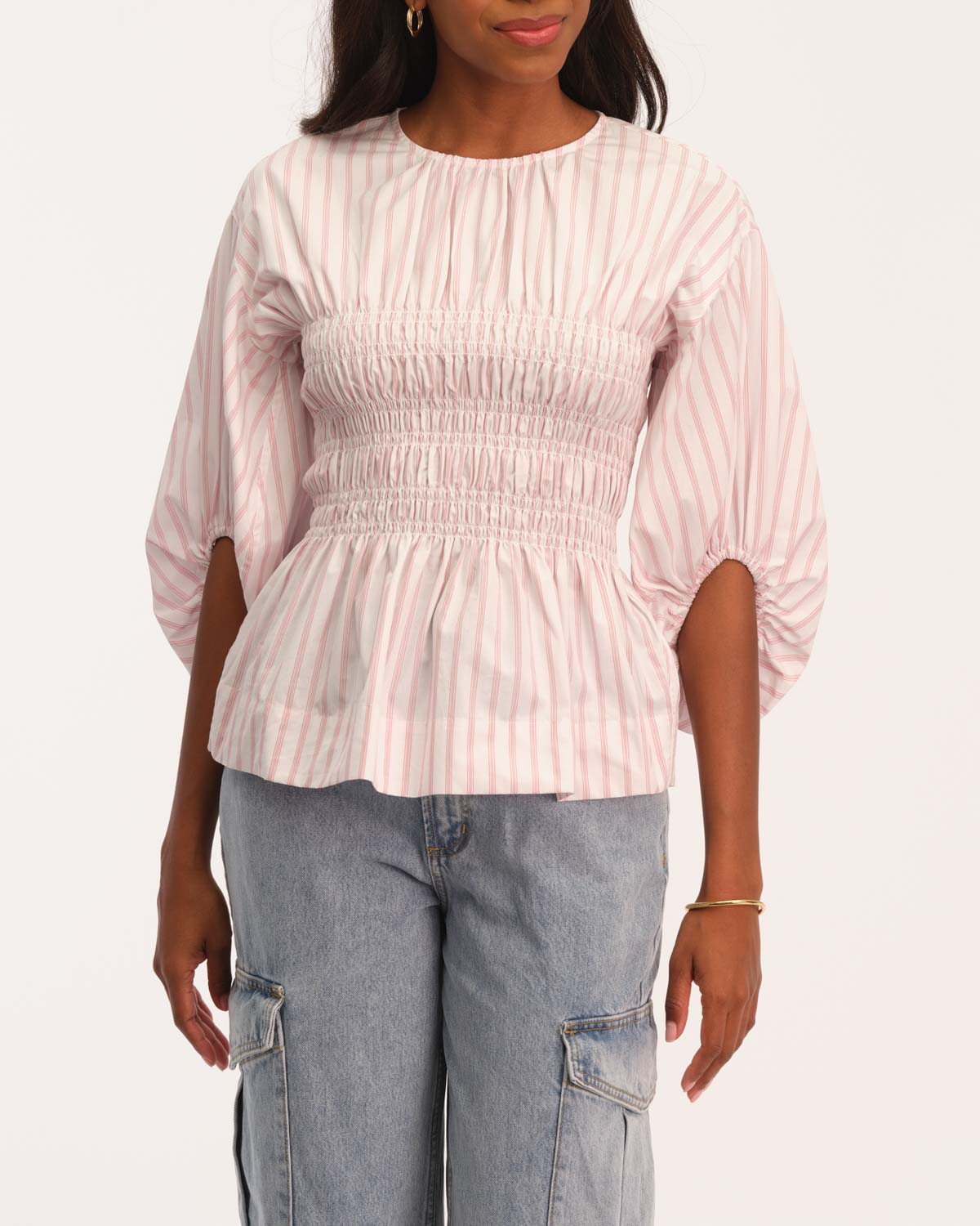 Shop Industry Women's Striped Puff Sleeve Blouse | JANE + MERCER
