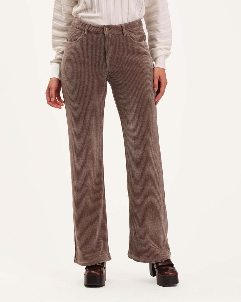 Wide Leg Fly Front Flared Pant, Sable | Industry