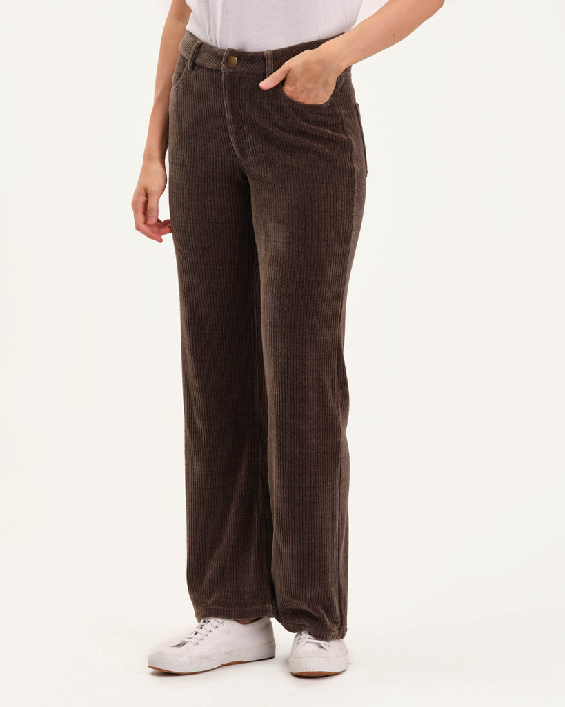 Wide Leg Fly Front Flared Pant, Olive | Industry