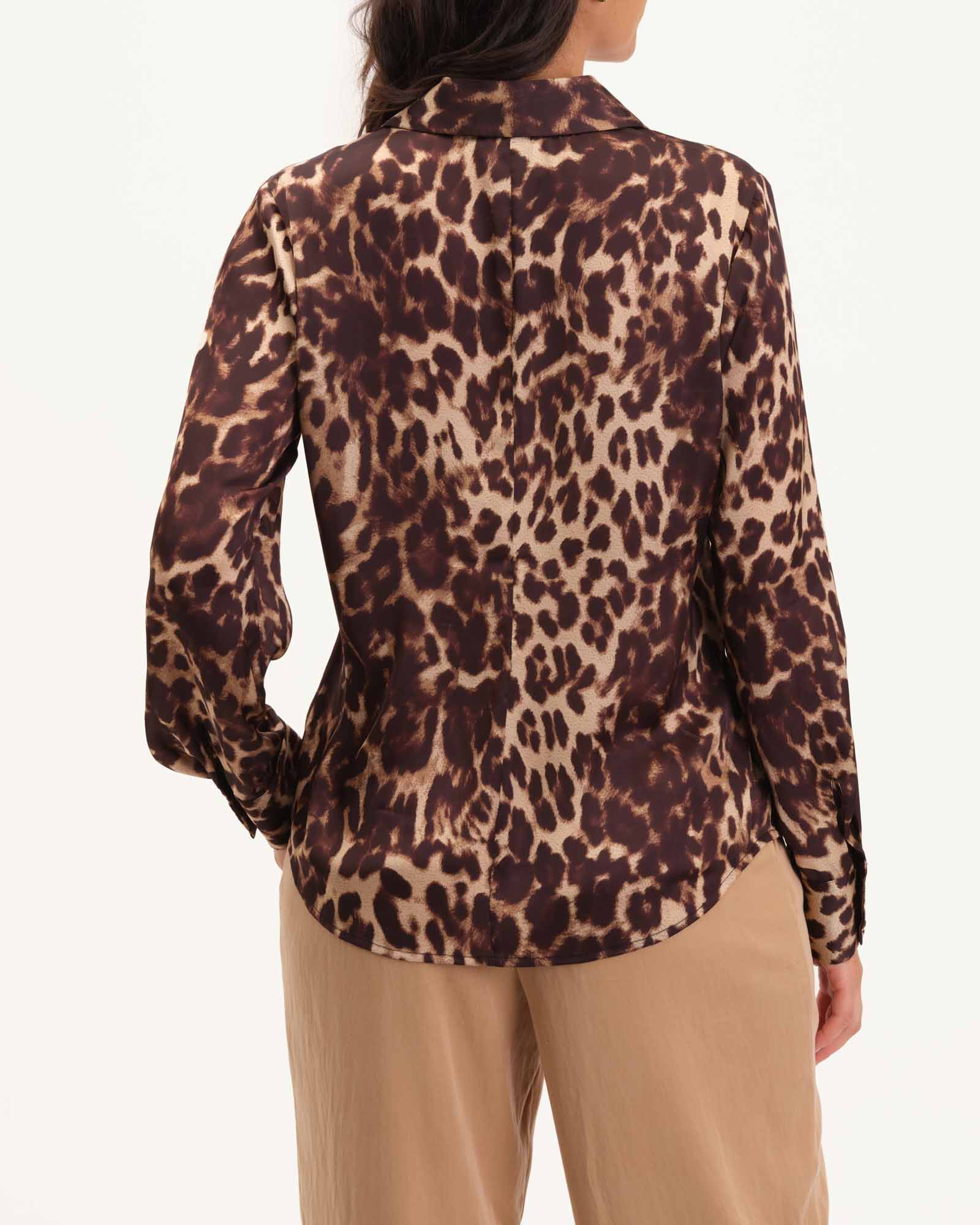Satin Digital Leopard Print Shirt | Industry | JANE + MERCER