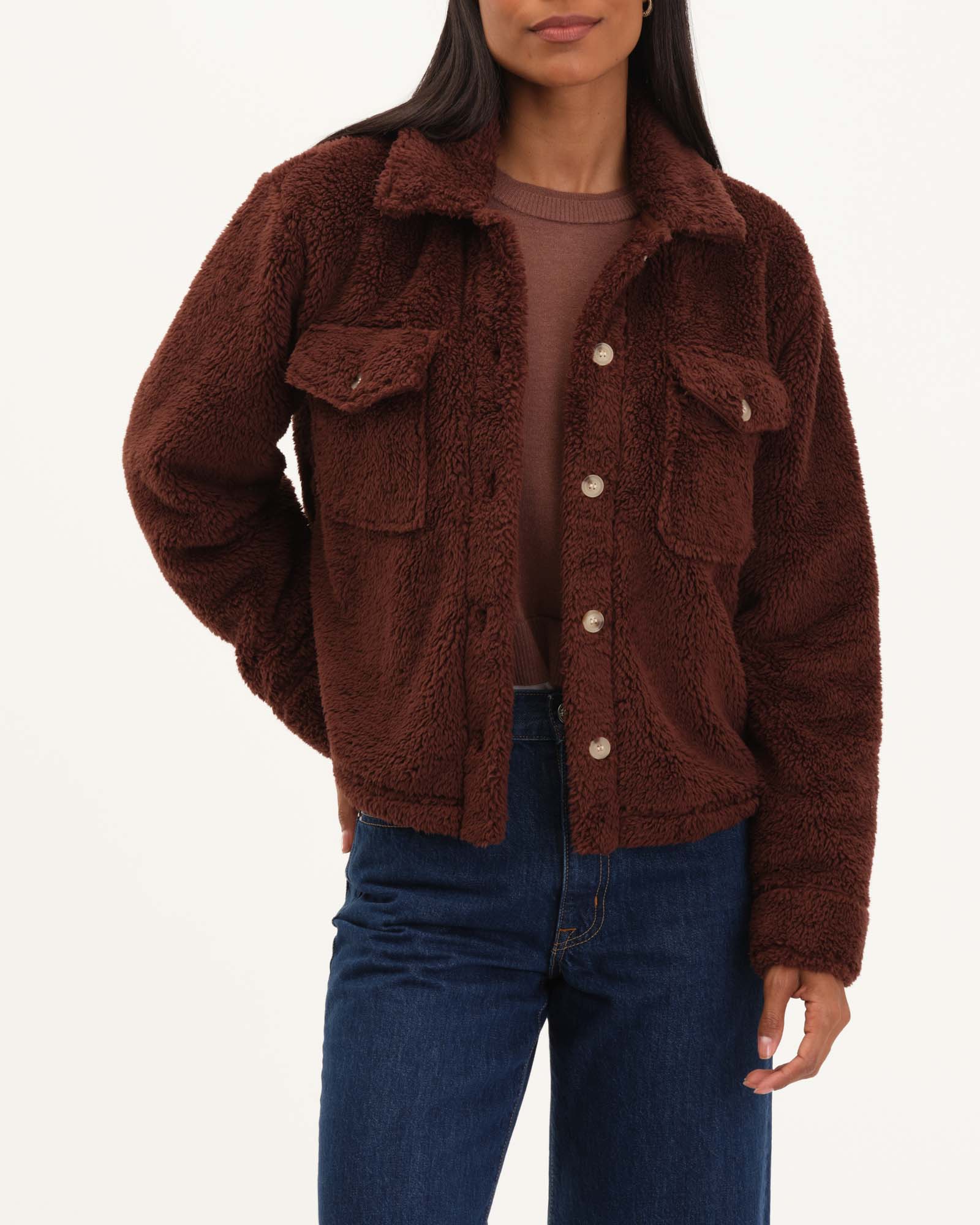 Cropped Fleece Shirt Jacket | Industry | JANE + MERCER