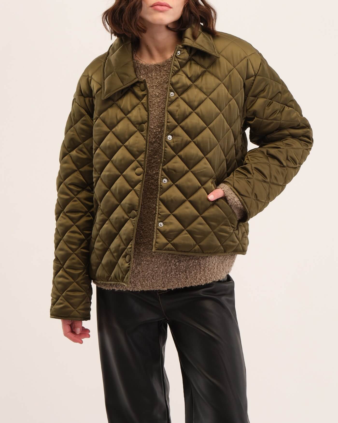 Snap Front Quilted Padded Jacket | Industry | JANE + MERCER