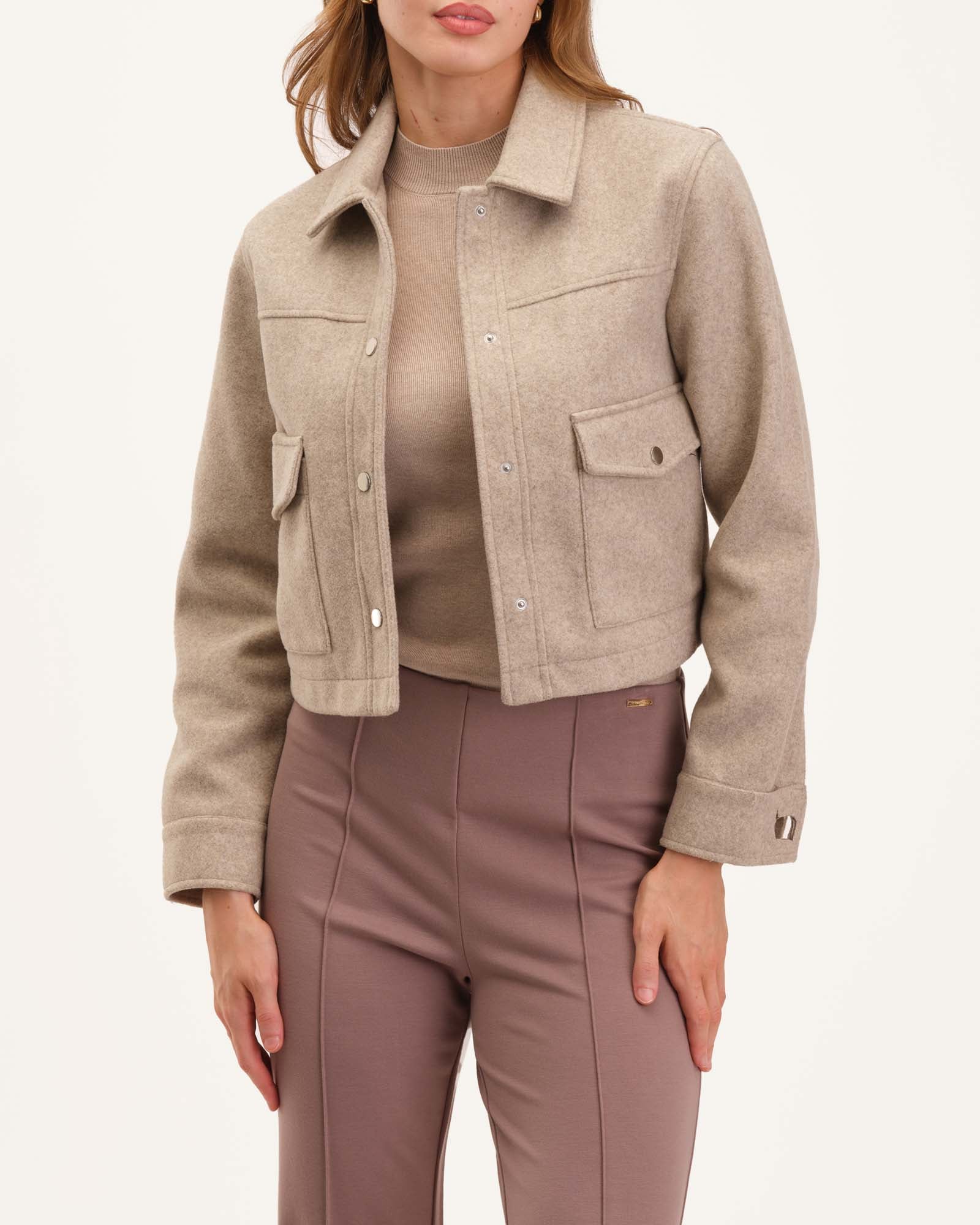 Cropped Button Front Soft Jacket