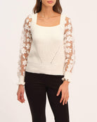 Industry Women's Woven Floral Sleeve Sweater | JANE + MERCER