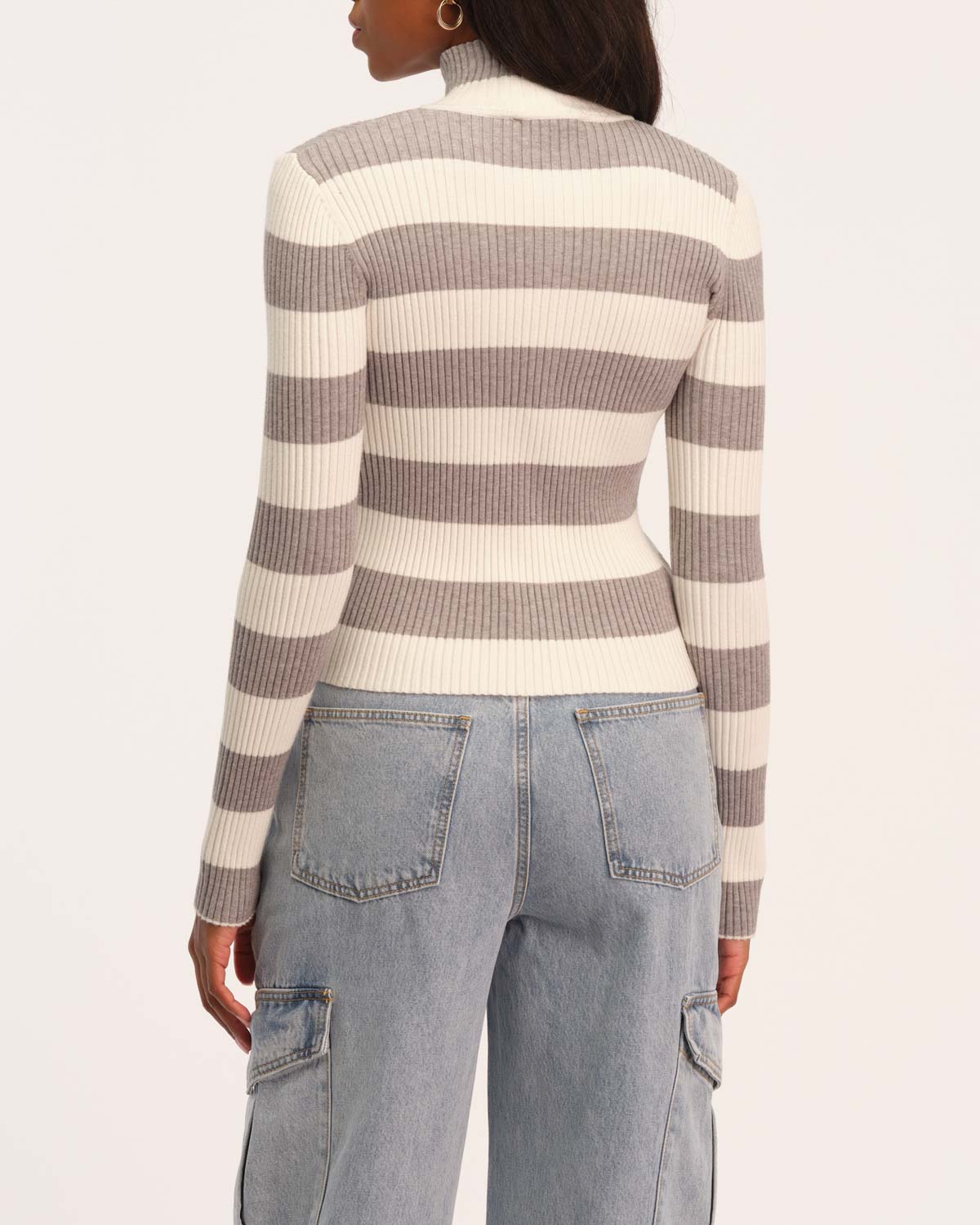 Shop Industry Women's Striped Turtleneck Zip Sweater | JANE + MERCER
