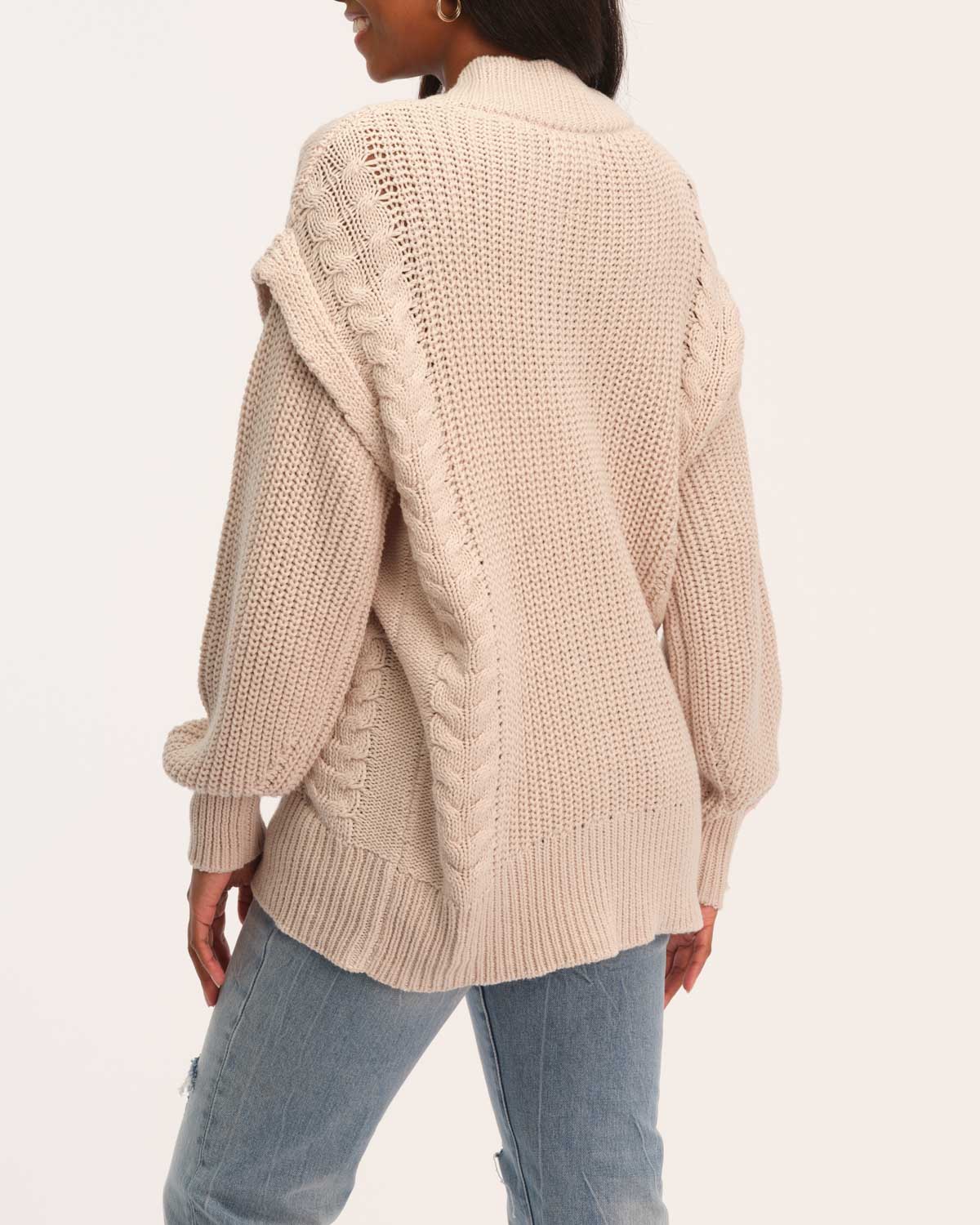 Shop For The Republic Women's V-Neck Cable Knit Cardigan | JANE + MERCER