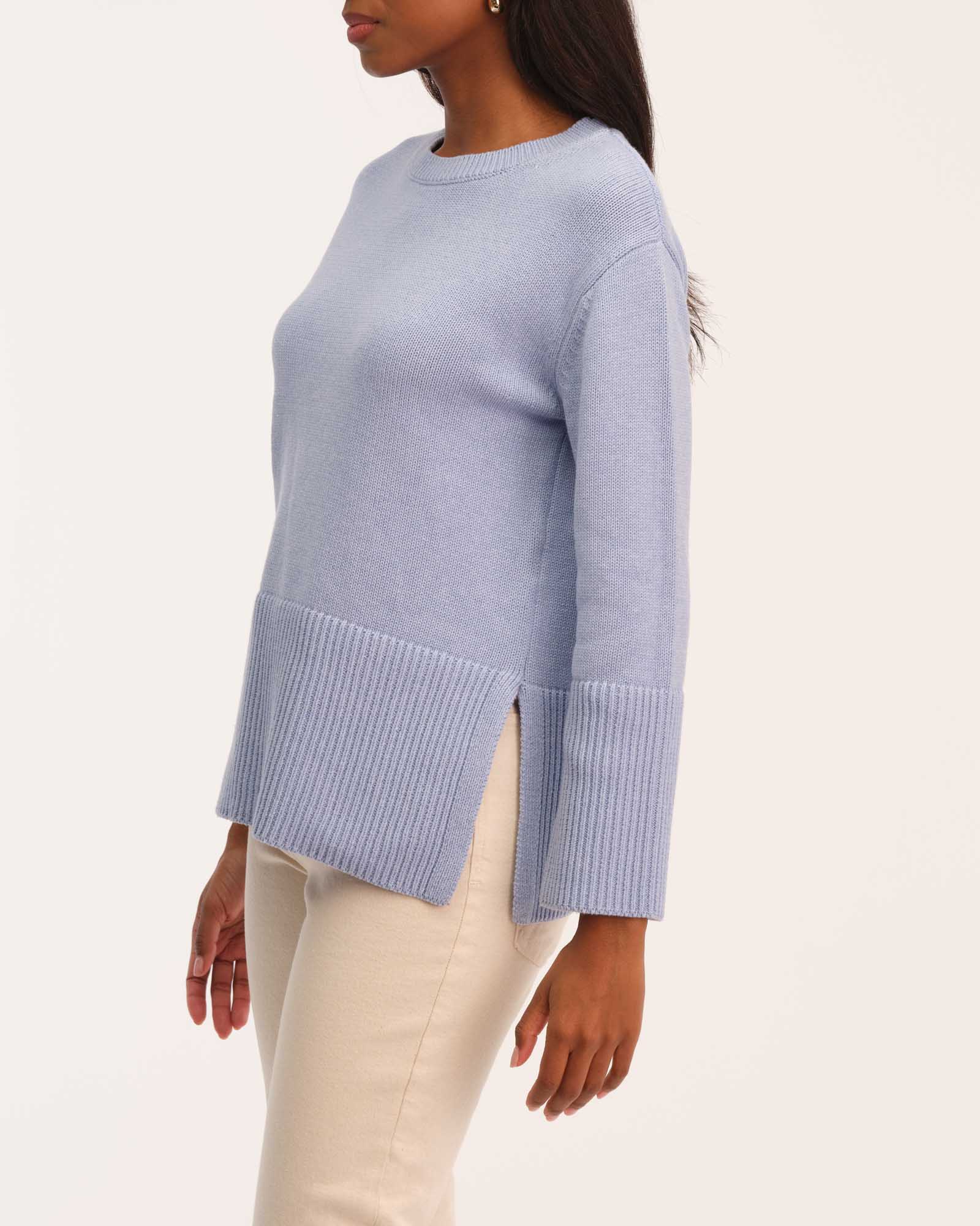 For The Republic Women's Classic Crewneck Sweater with Side Vents | JANE + MERCER