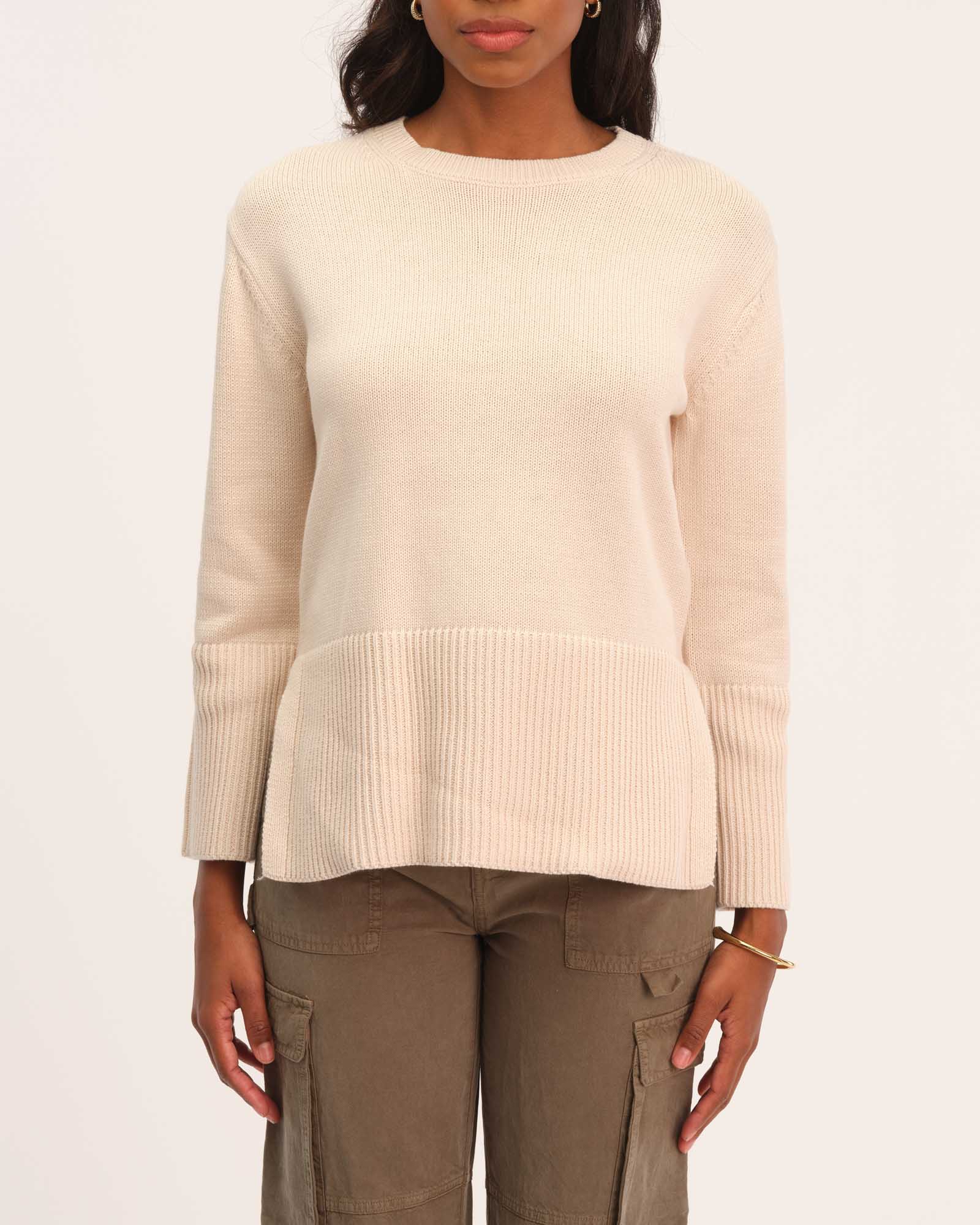 For The Republic Women's Classic Crewneck Sweater with Side Vents | JANE + MERCER