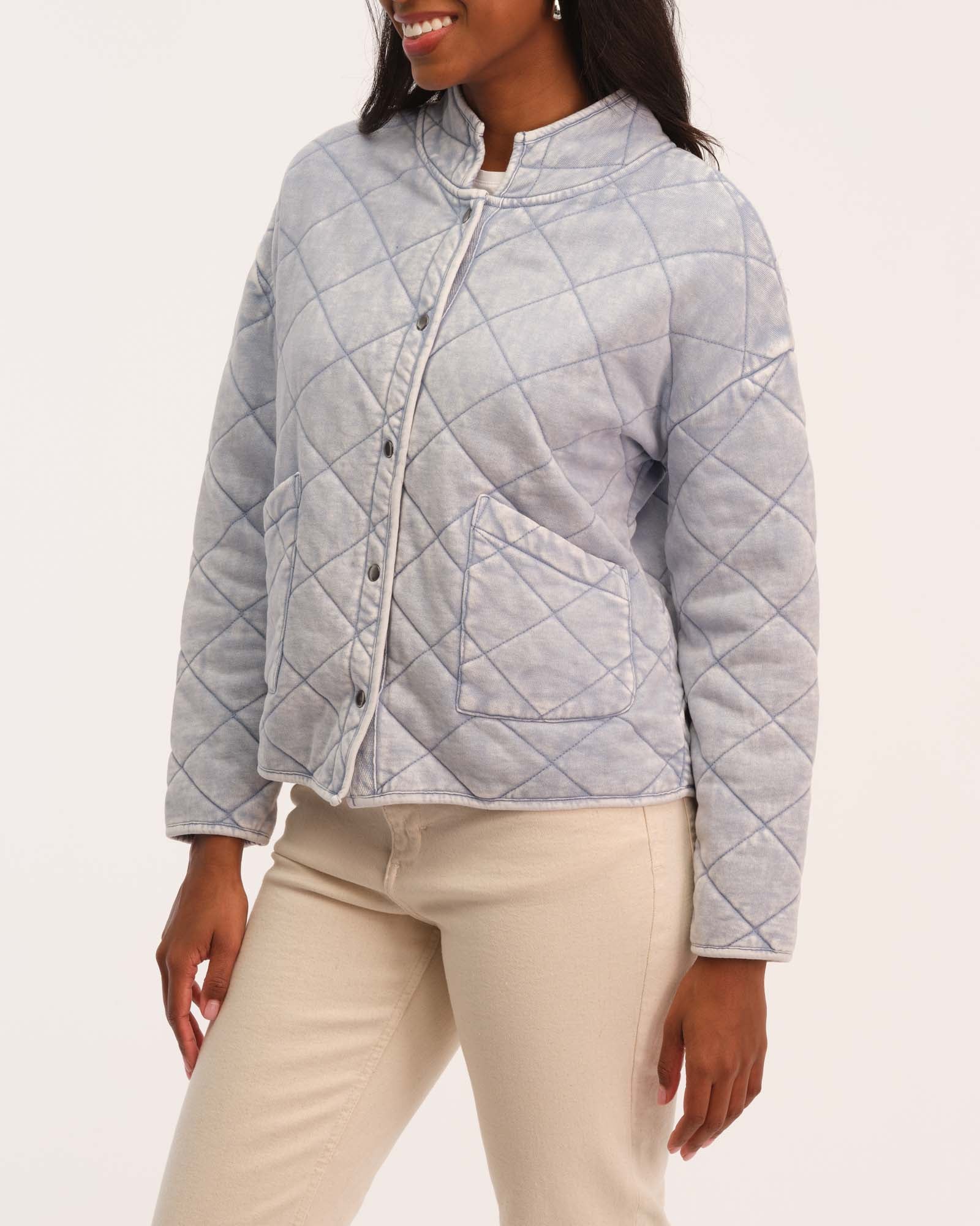 Women's Knit Denim Quilted Jacket | For The Republic | JANE + MERCER