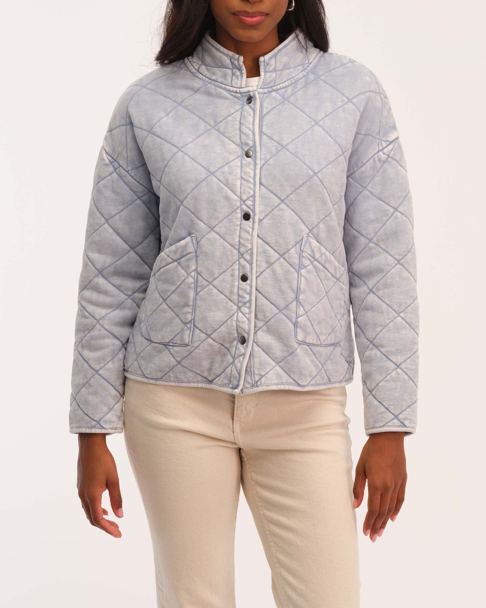 Shop Women's Knit Denim Quilted Jacket | For The Republic | JANE + MERCER