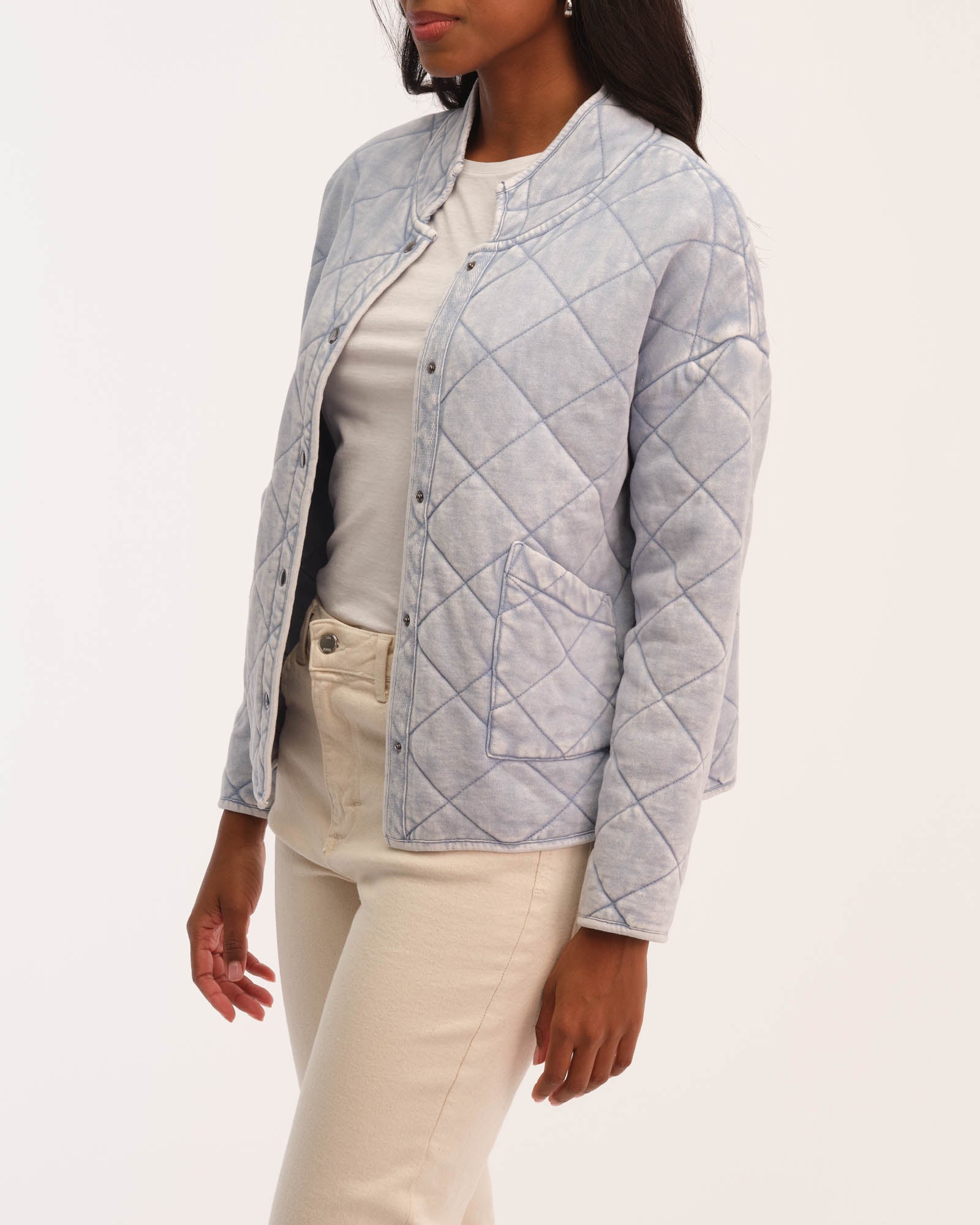 Women's Knit Denim Quilted Jacket | For The Republic | JANE + MERCER