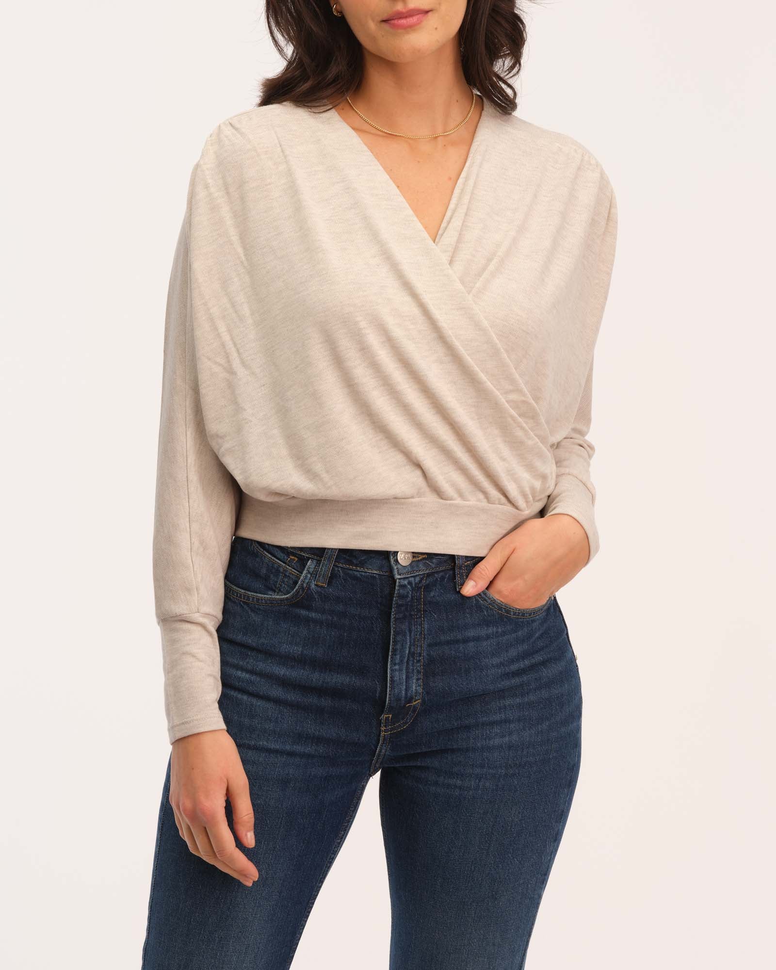 For The Republic Women's Elegant Wrap Front Top