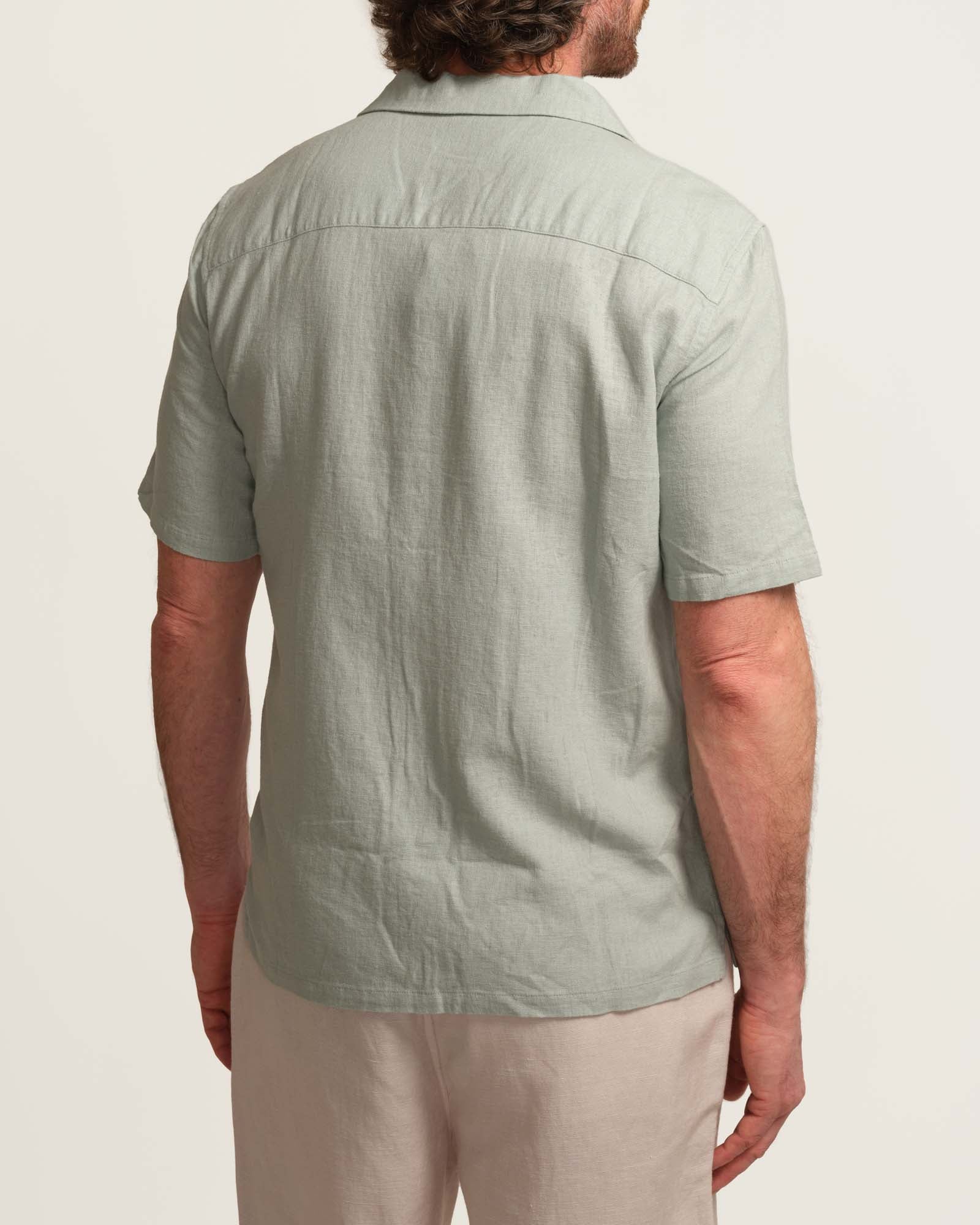 Truth Men's Green Ivory Embroidered Camp Shirt | JANE + MERCER