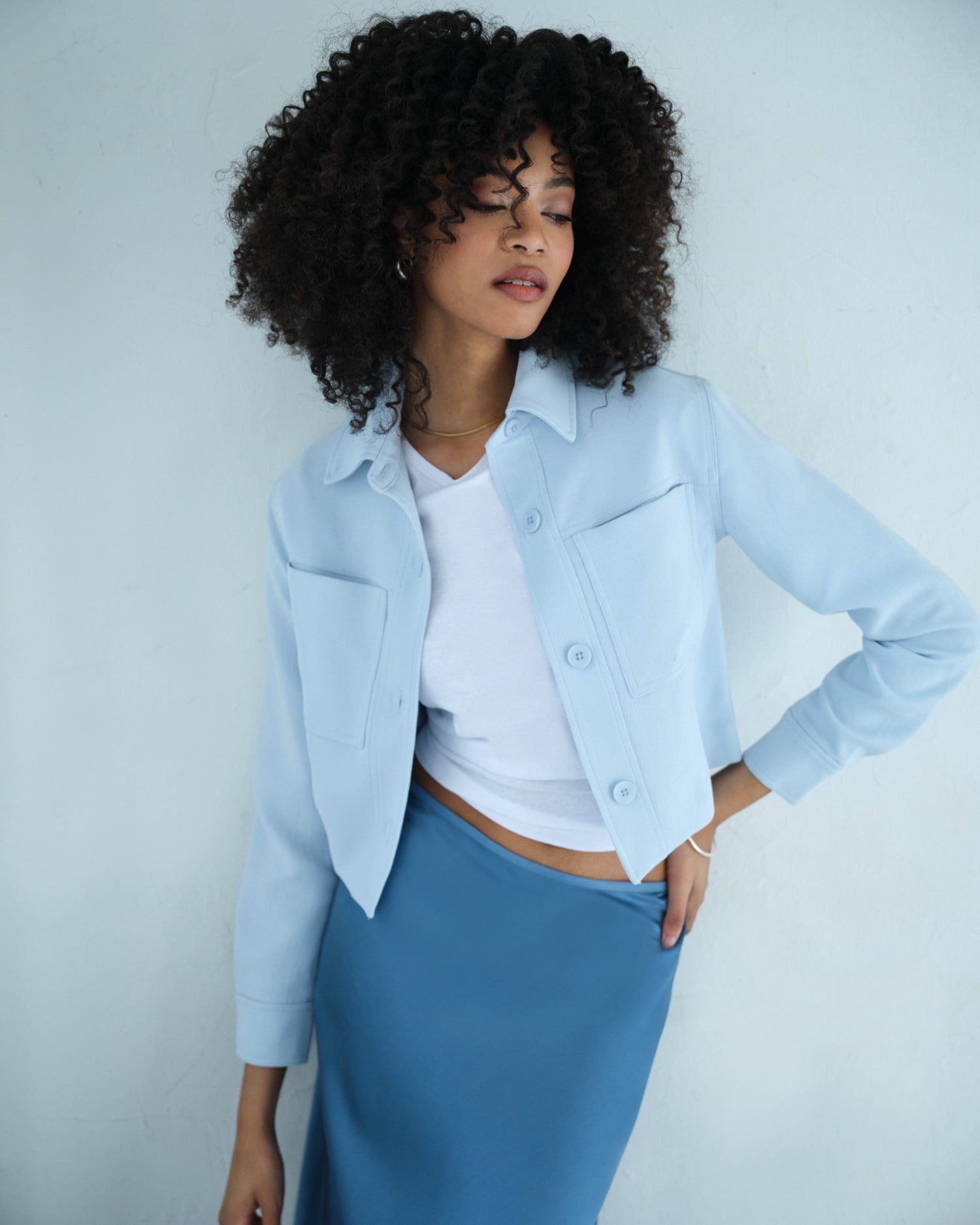 Truth Women's Button-Up Cropped Poplin Jacket | JANE + MERCER