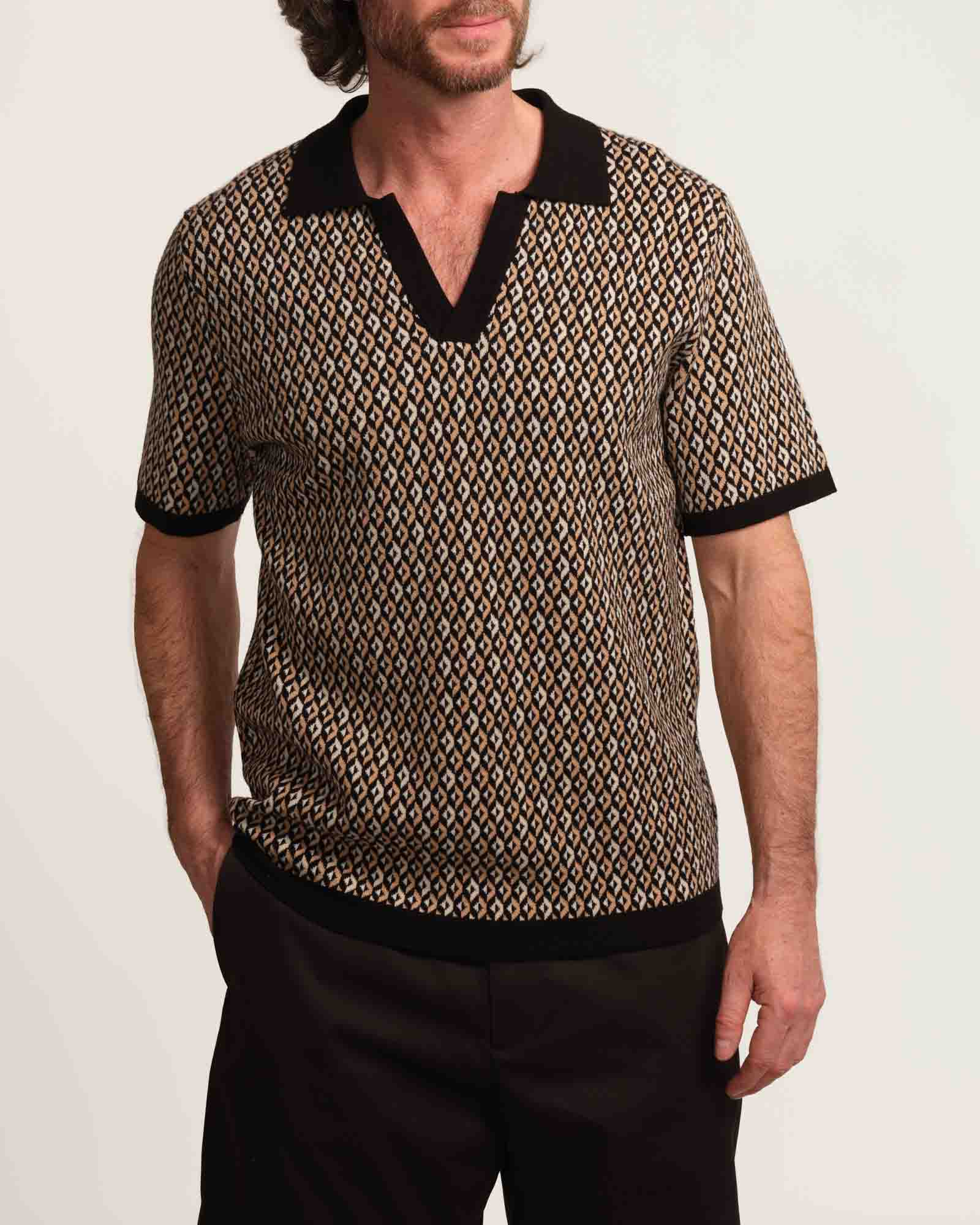 Shop Truth Men's Abstract Jacquard Sweater Polo | JANE + MERCER
