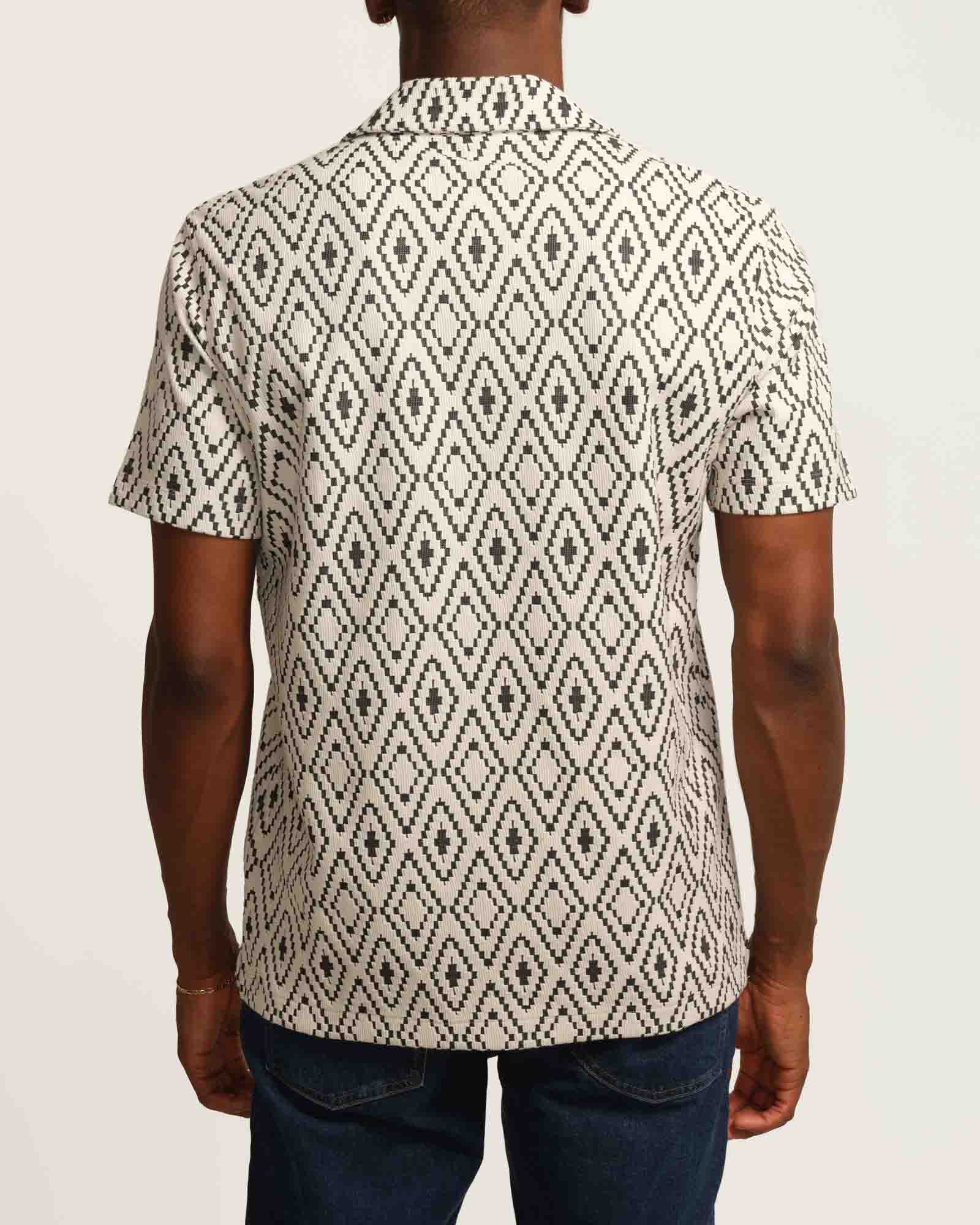 Shop Truth Men's Geometric Cuban Collar Jacquard Shirt | JANE + MERCER