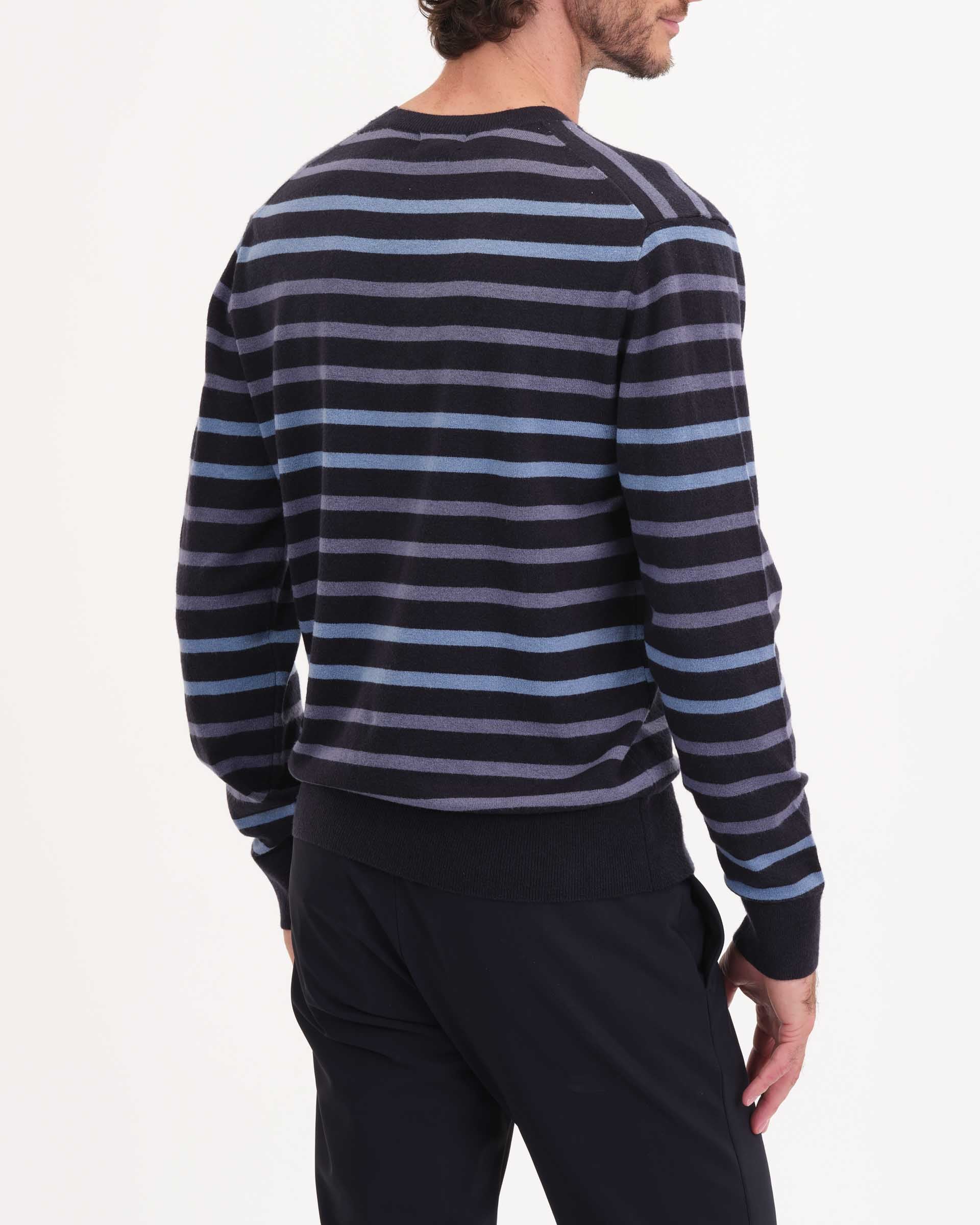 Men's V-Neck Tricolor Stripe Sweater | Truth | JANE + MERCER