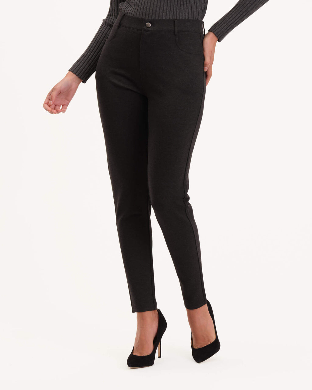 Ponte Knit Fly Front Pant