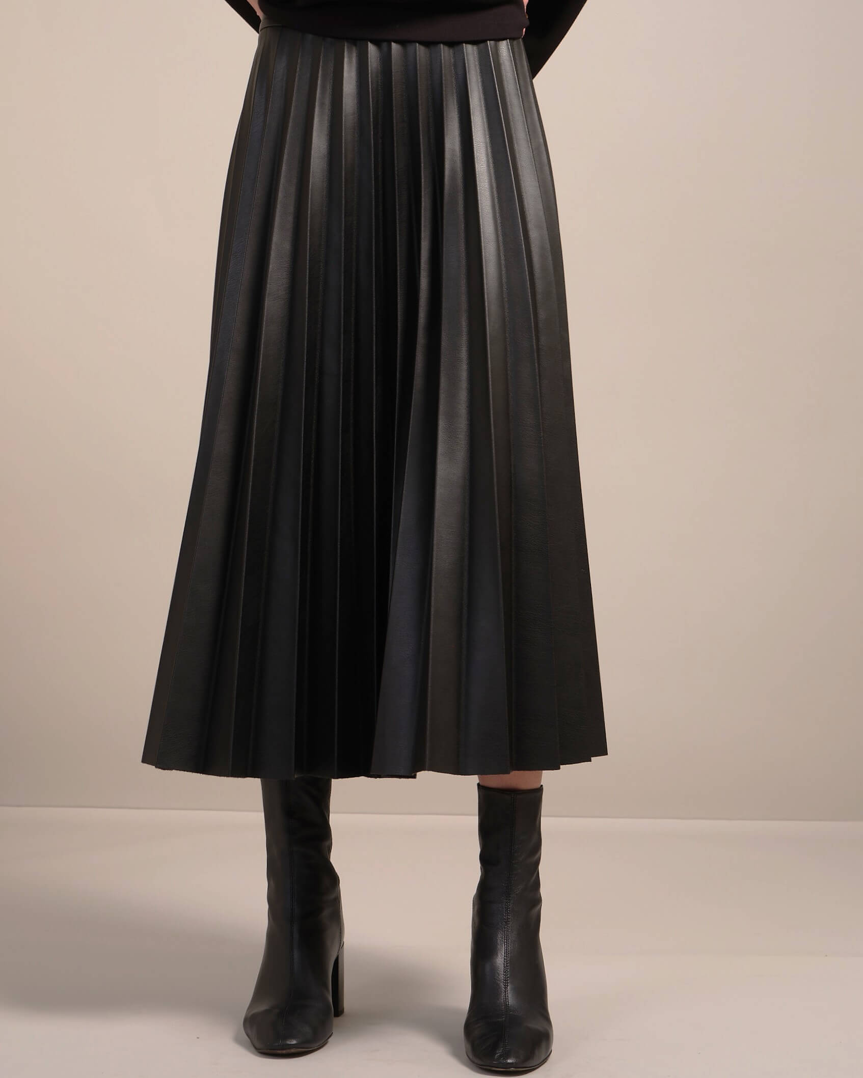 Faux Leather Pleated Midi Skirt Truth