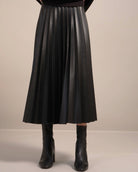 Faux Leather Pleated Midi Skirt | Truth | JANE + MERCER