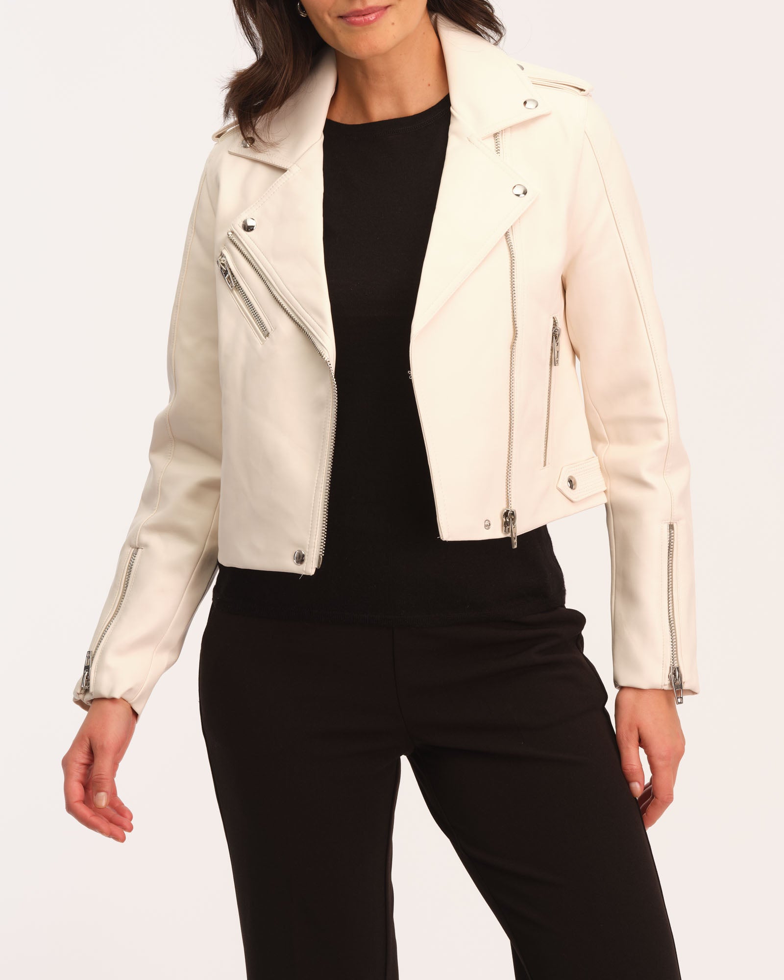 Truth Women's Faux Leather Zip Front Moto Jacket | JANE + MERCER