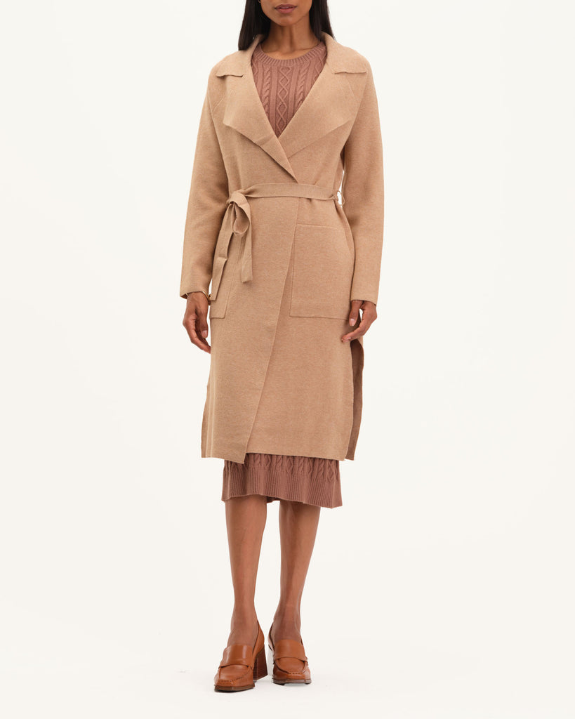Open Front Tie Waist Duster, Camel | Truth