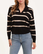 Drop Shoulder Polo Collar Sweater | Truth | JANE + MERCER