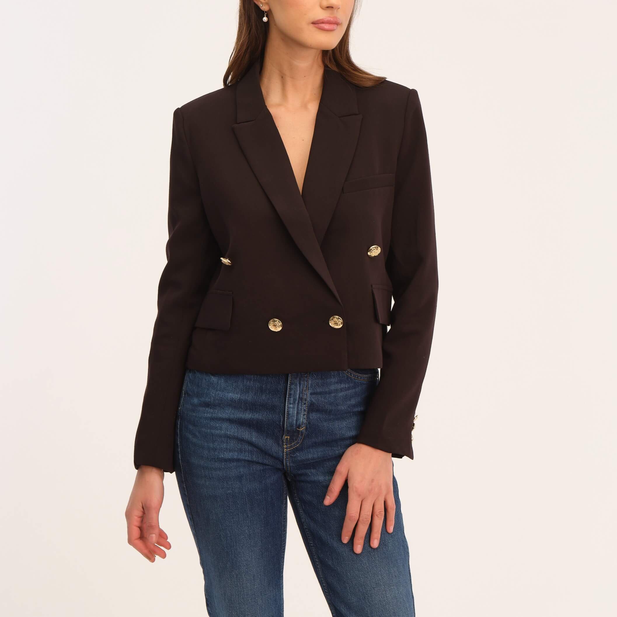 Truth Women's Double Breasted Cropped Blazer