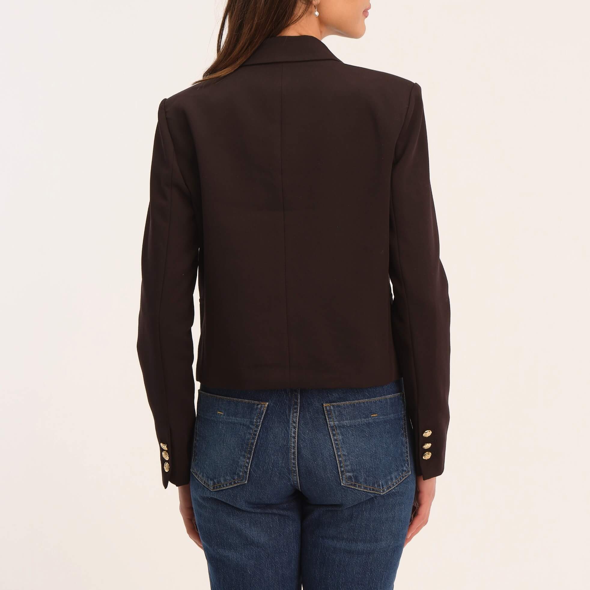 JH COLLECTIBLES WOMENS WOOL CROP BLAZER B&W CHECK VELVET TRIM DOUBLE BREAST  - 8 | eBay