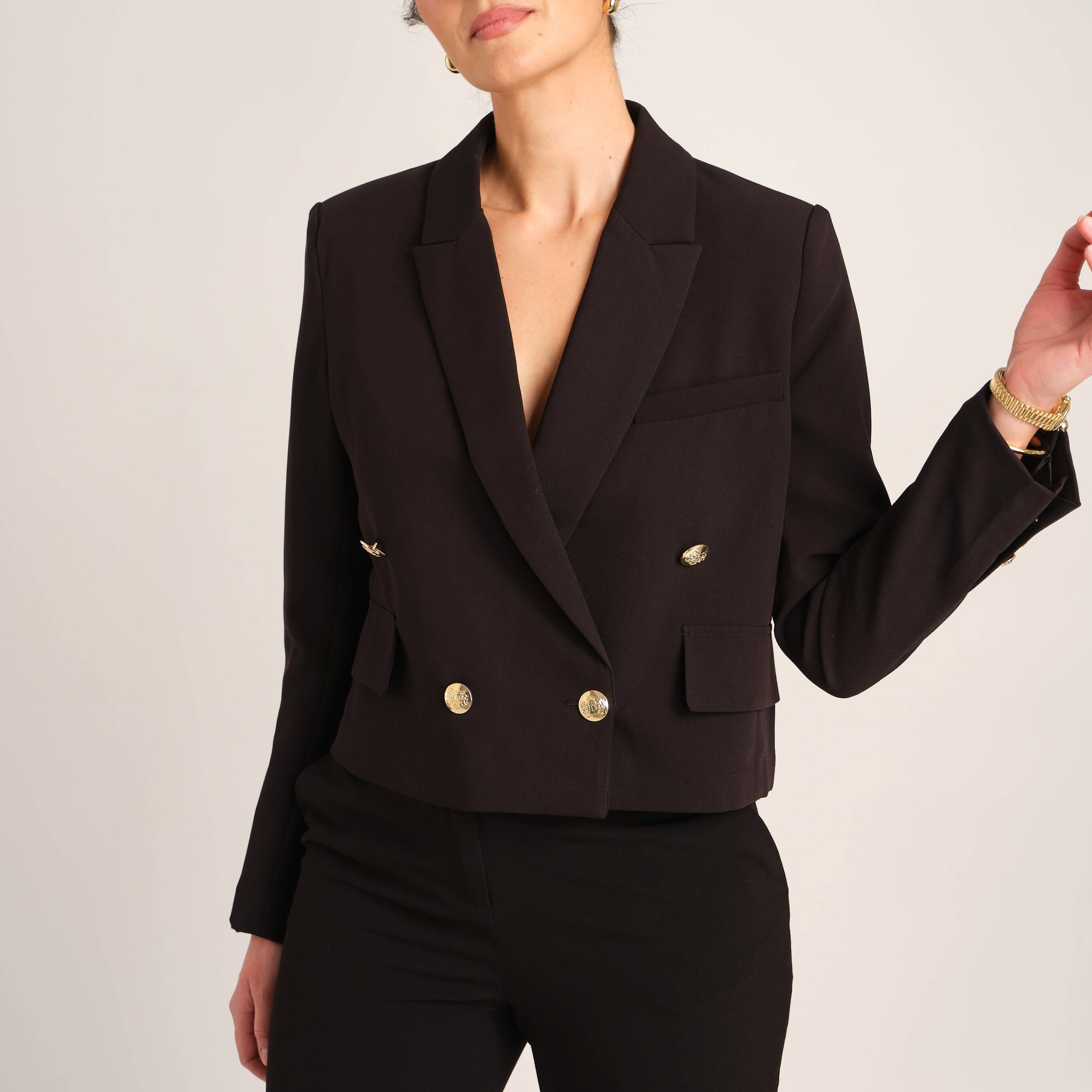 Truth Women's Double Breasted Cropped Blazer | JANE + MERCER